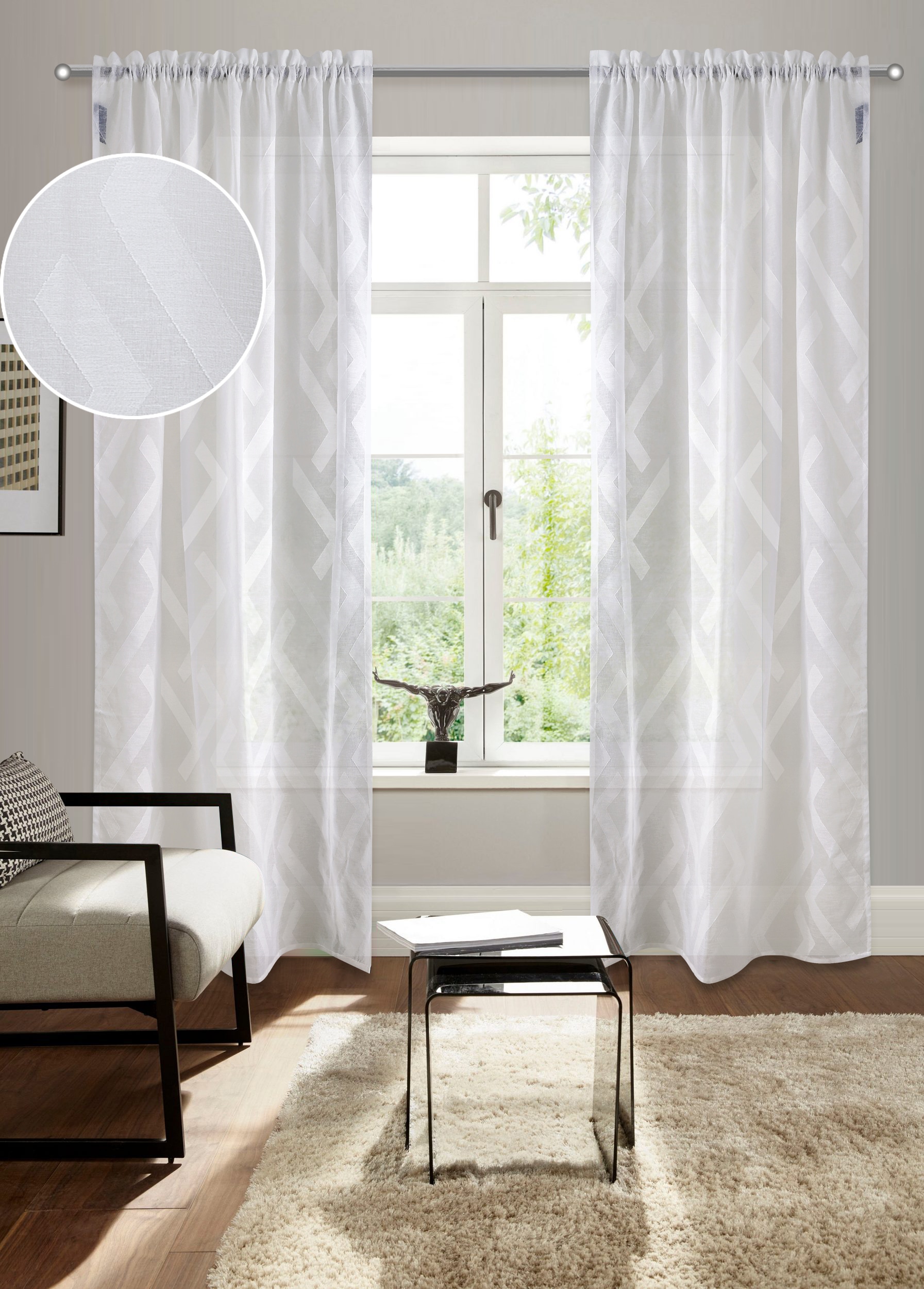 Bruno Banani Gardine »Lynn« Stangendurchzug 1 Stk. tlg. schöner Schal, Sche günstig online kaufen