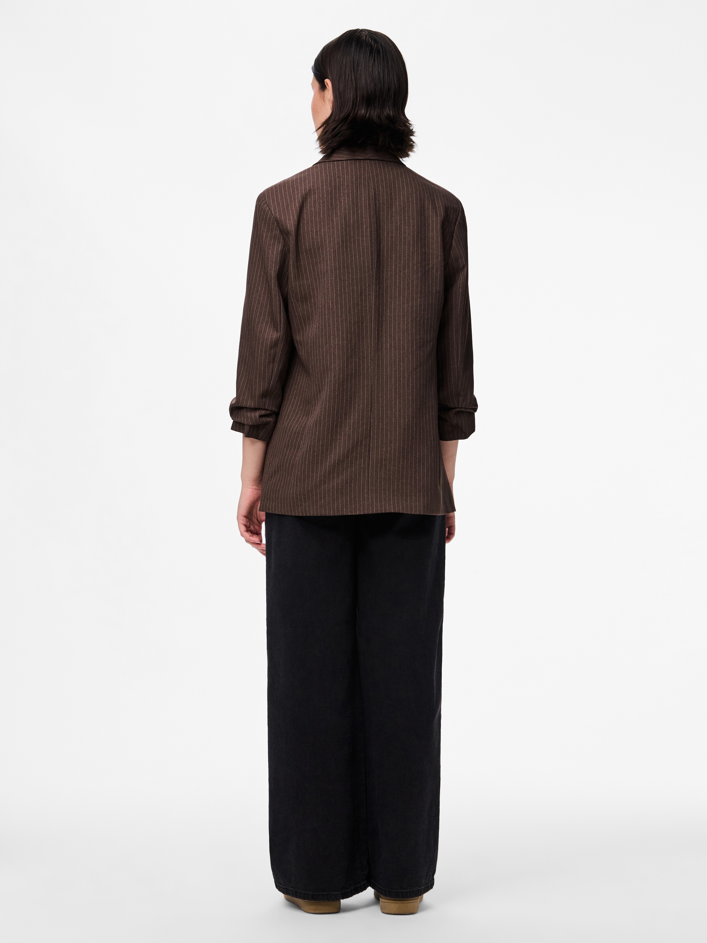 pieces Blusenblazer »PCBOSELLA 3/4 PINSTRIPE BLAZER NOOS BC« Materialmix, regular fit