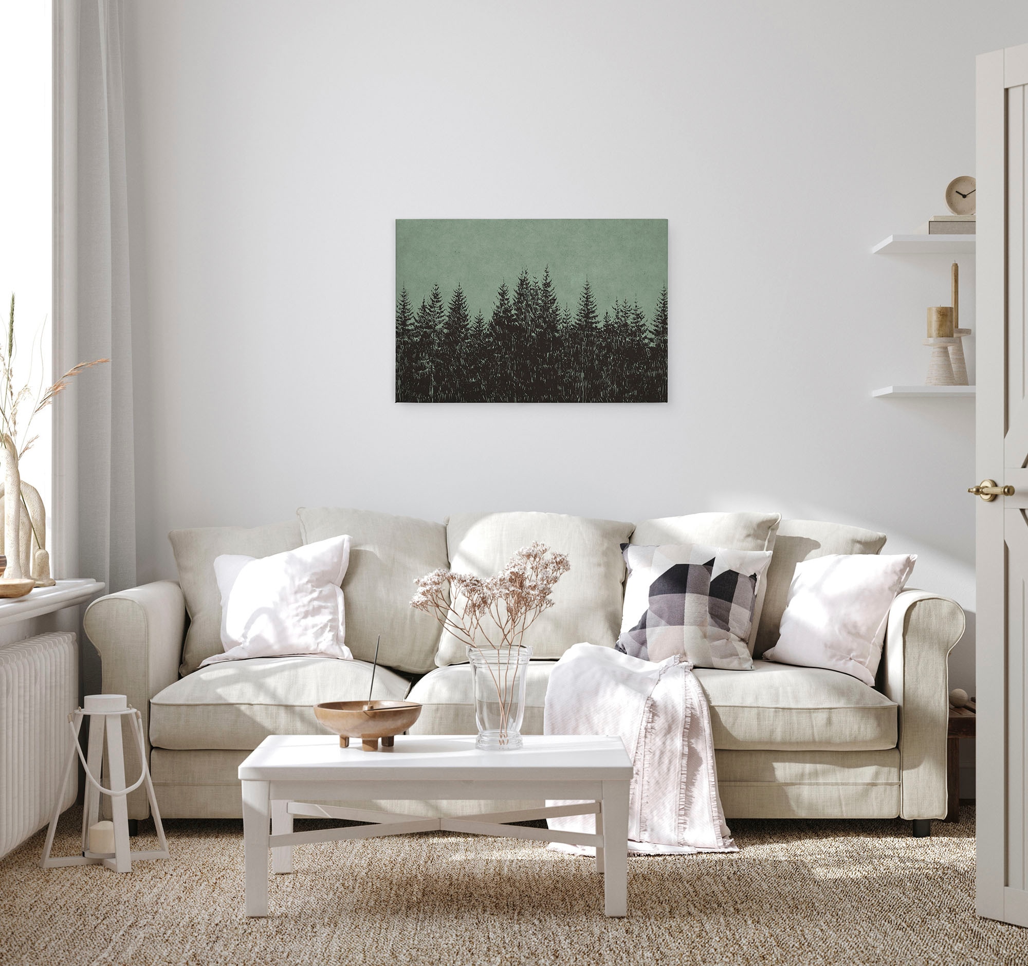 A.S. Création Leinwandbild »black forest«, Kunst-Wald-Kinder, (1 St.), Wald Bild Keilrahmen Leinwand-Bild Wohnzimmer modern Wandbild Kinder