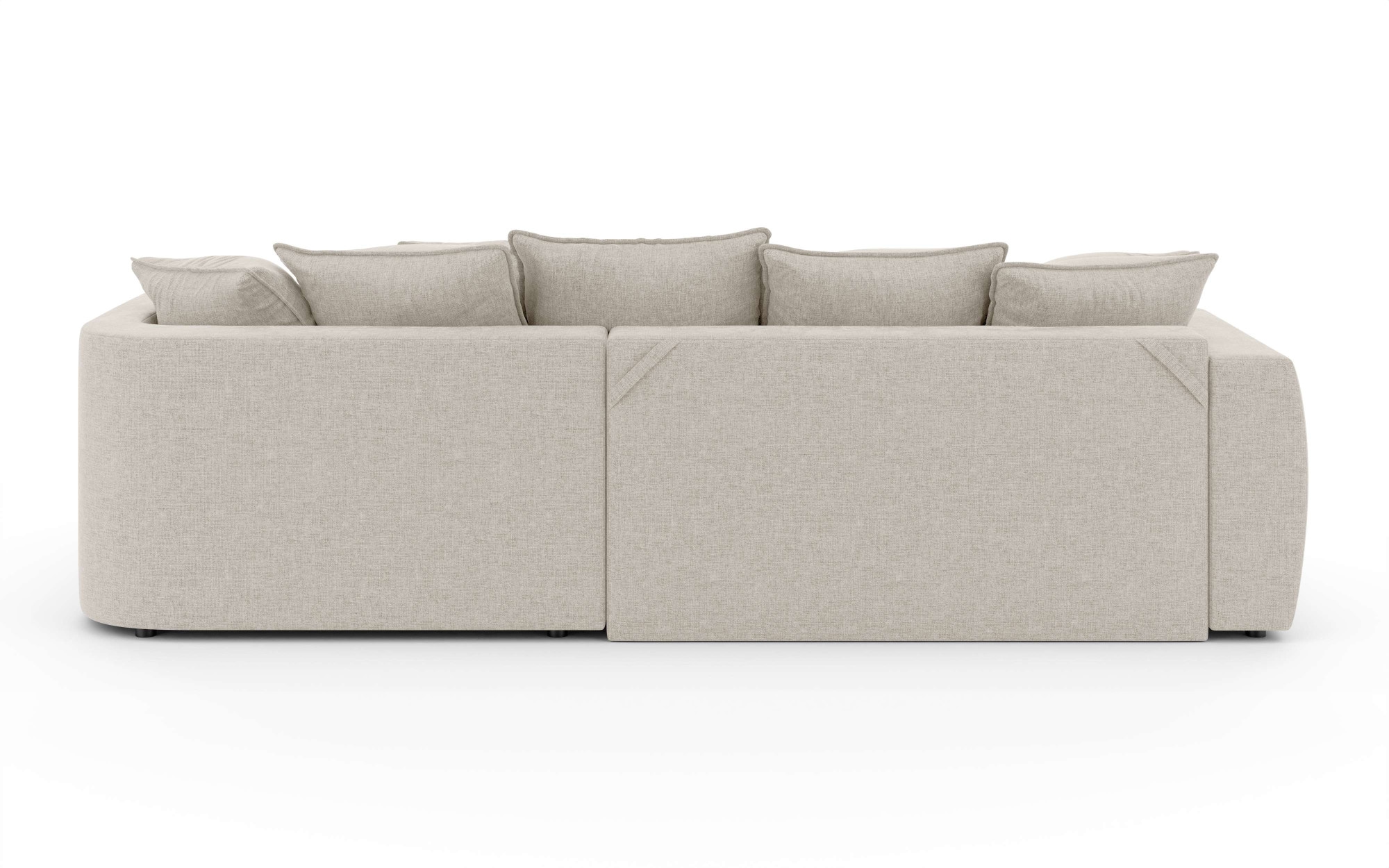 INOSIGN Ecksofa »Kahekili, Schlafsofa mit Bettkasten, Maße B/T/H: 255/181/90/ cm«, L-Form mit Wellenunterfederung, 7 Rückenkissen und 2 Zierkissen