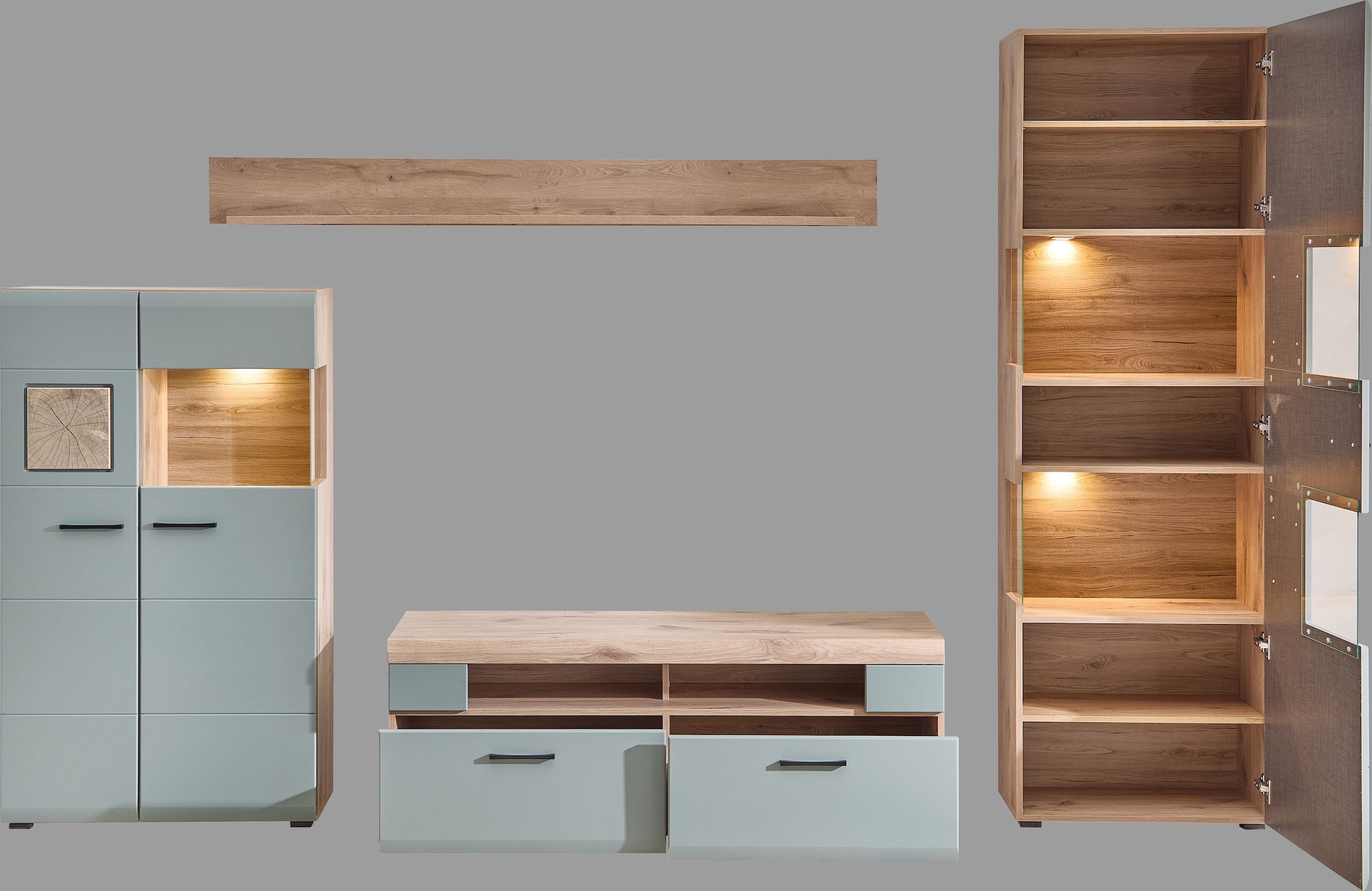 Innostyle Wohnwand »FUN PLUS II«, (4 St.), inkl. LED-Beleuchtung