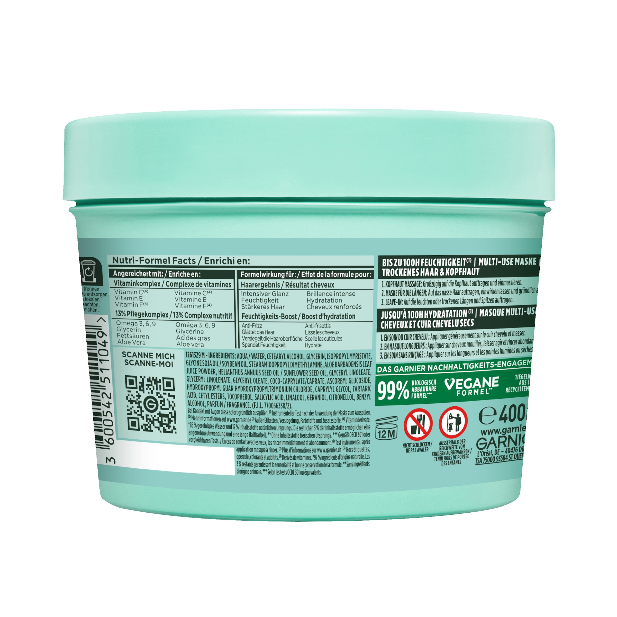 GARNIER Haarmaske »Garnier Fructis Aloe Vera Hair Food Maske«