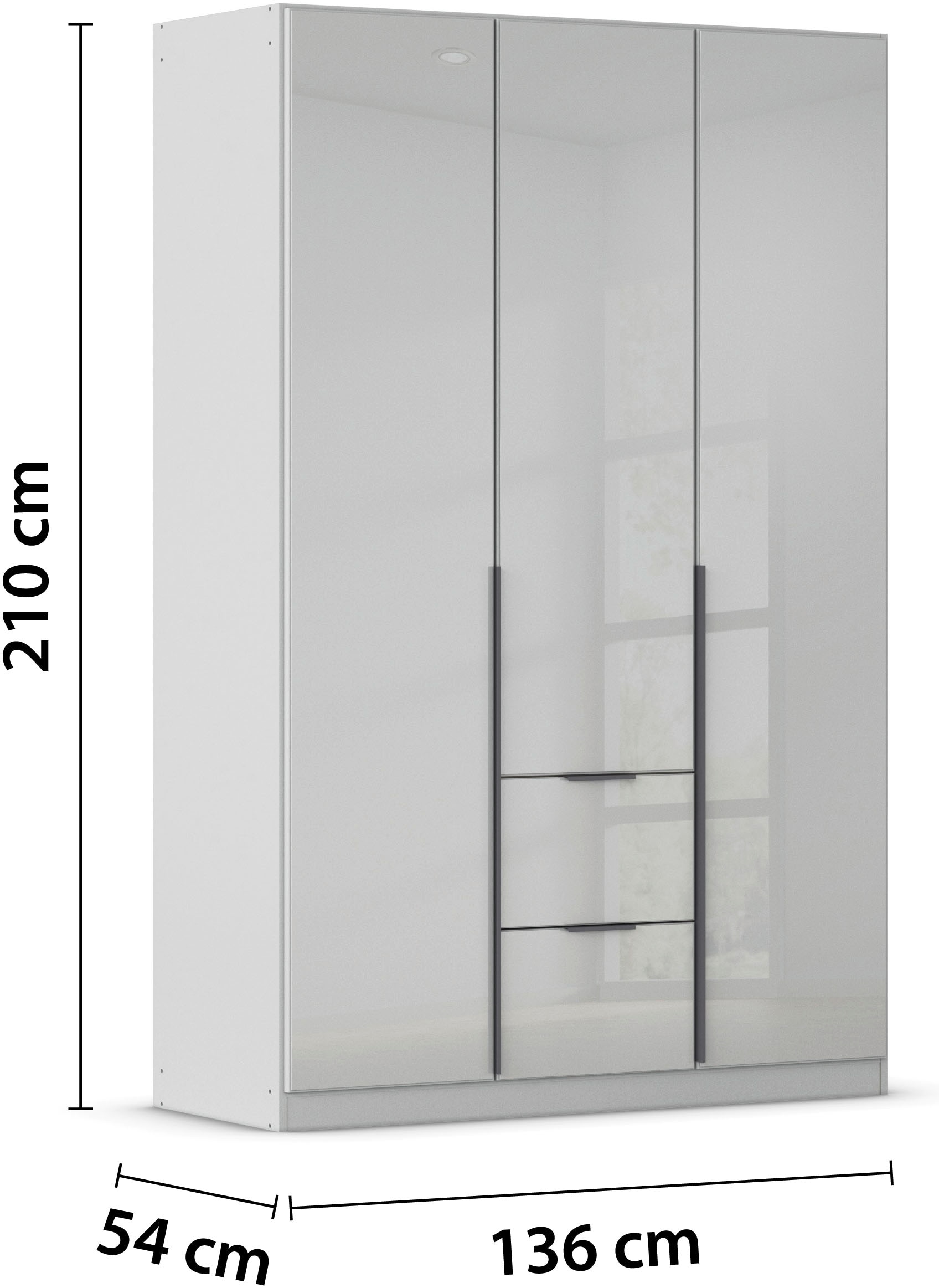 rauch Drehtürenschrank »Kleiderschrank Kleiderschränke Schrank Garderobe AGORDO mit Glasfront«, (in zwei Griff-Farben mit Glasfront), mit Außenschubkästen, in 6 Breiten und 2 Höhen MADE IN GERMANY