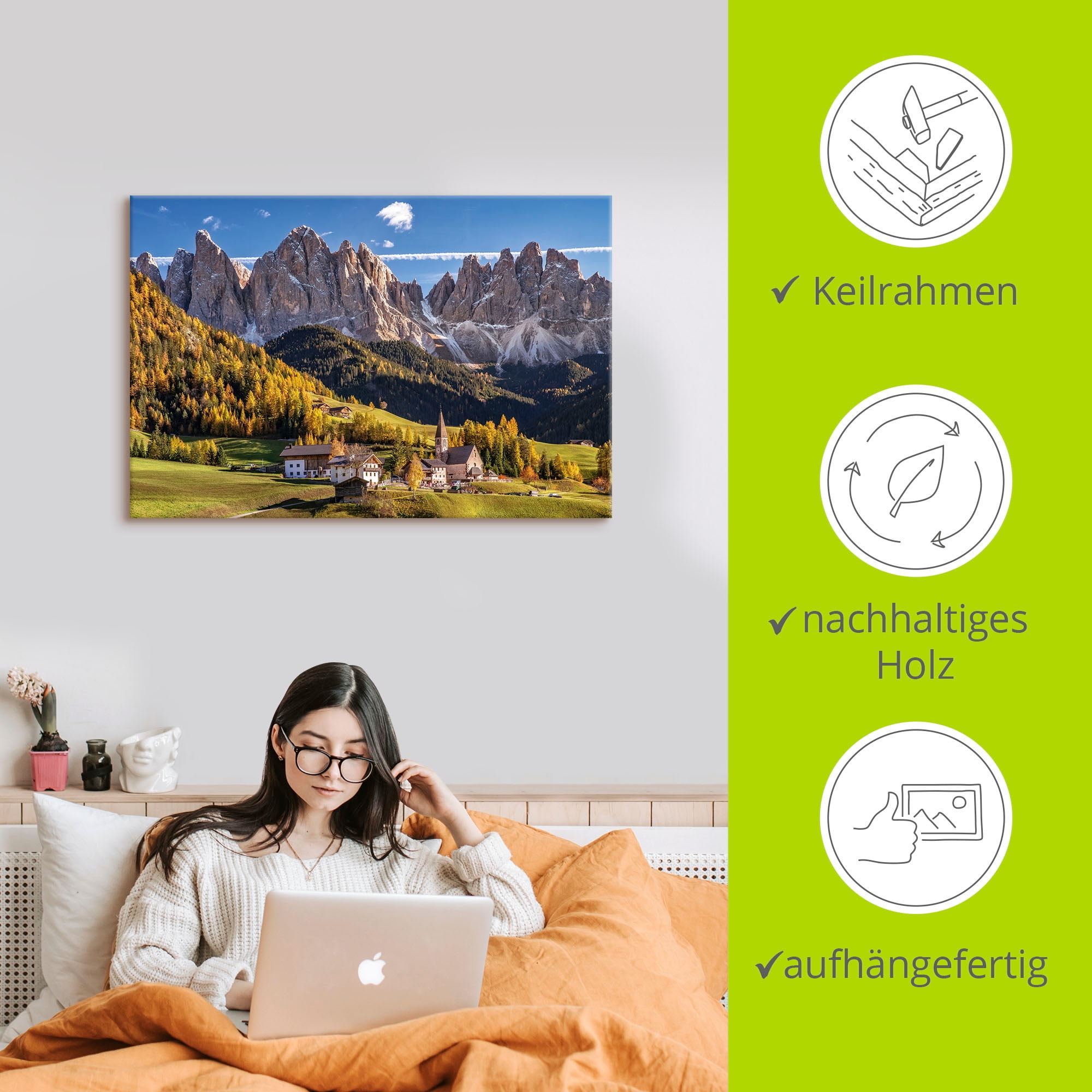 Artland Wandbild »Herbst in Südtirol«, Berge & Alpenbilder, (1 St.), als Leinwandbild, Poster in verschied. Größen