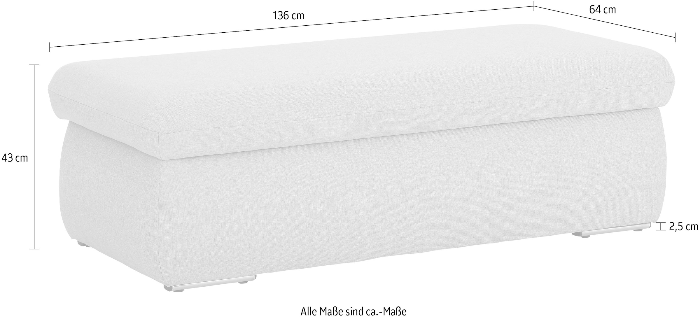 Home affaire Polsterhocker »Avesa« Mit großem Staufach, passend zur Serie "Avesa", B/T/H: 136/64/43 cm