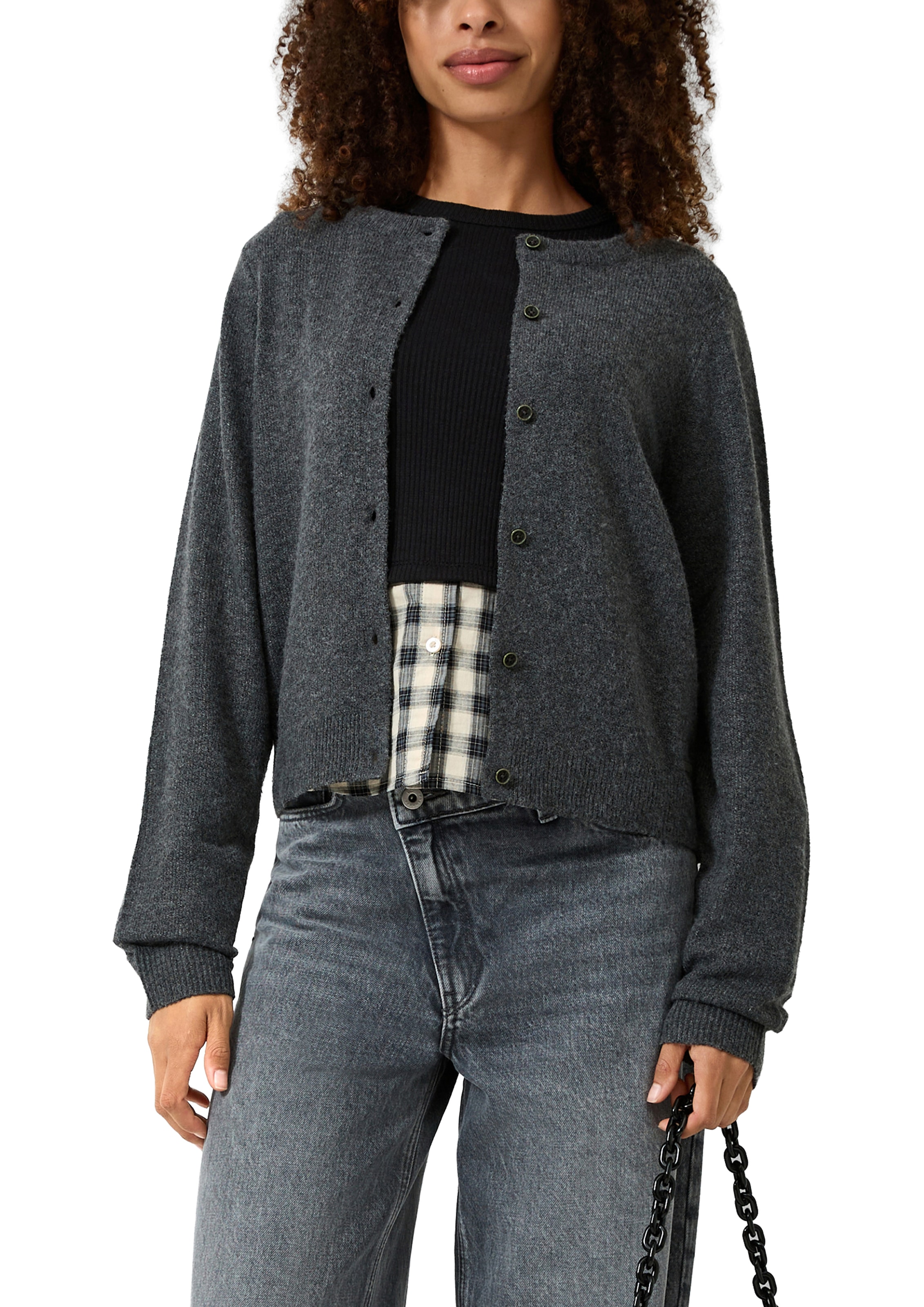 QS Cardigan Strickjacke mit Rundhals und Knopfleiste