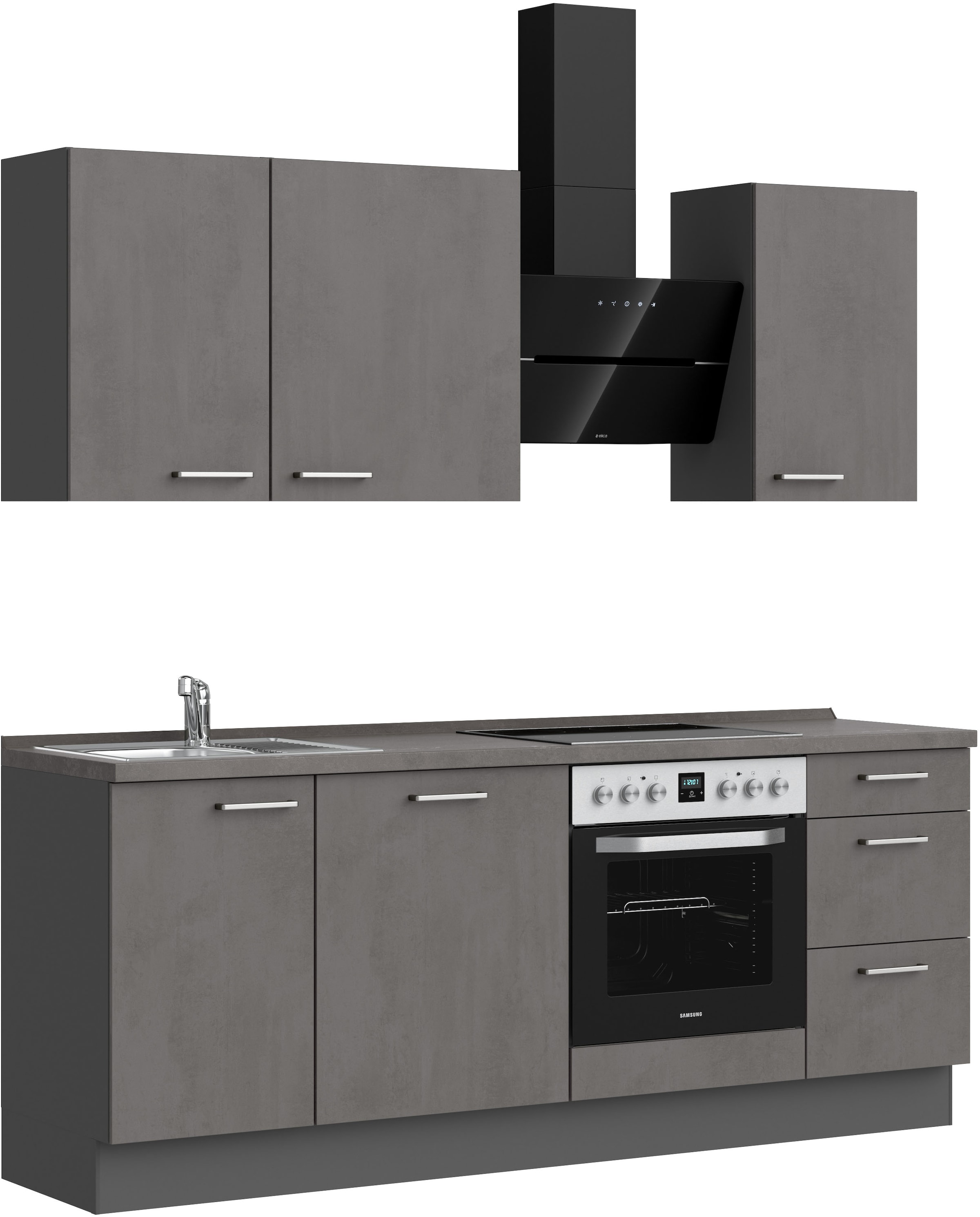 nobilia® Küchenzeile »"Riva II"«, vormontiert, Ausrichtung wählbar, Breite 210 cm, wahlw. mit E-Geräten