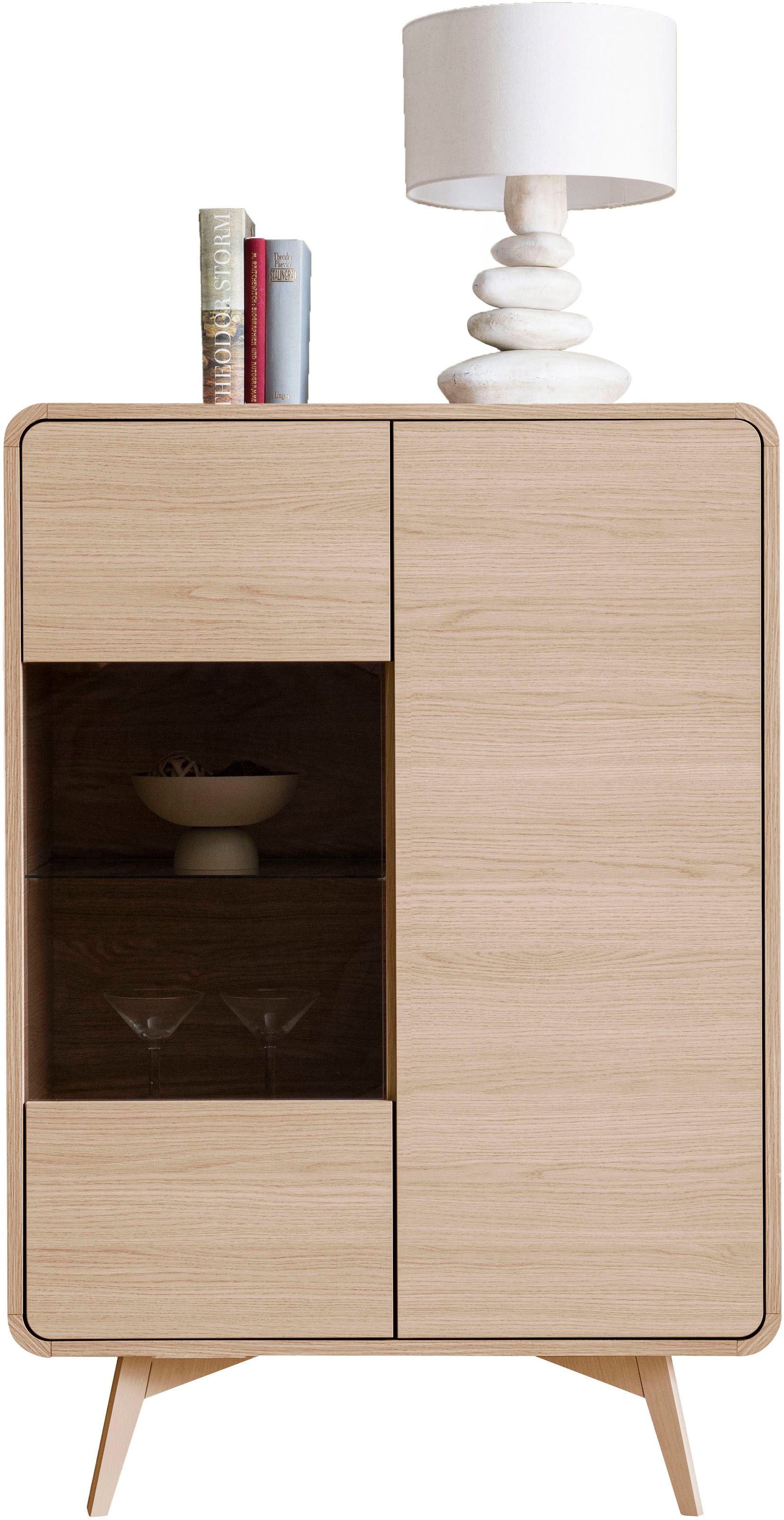 Home affaire Vitrine »Torsby, moderne Glasvitrine, Stauraumelement, Schrank« abgerundete Ecken, ausreichend Stauraum, vielseitig einsetzbar