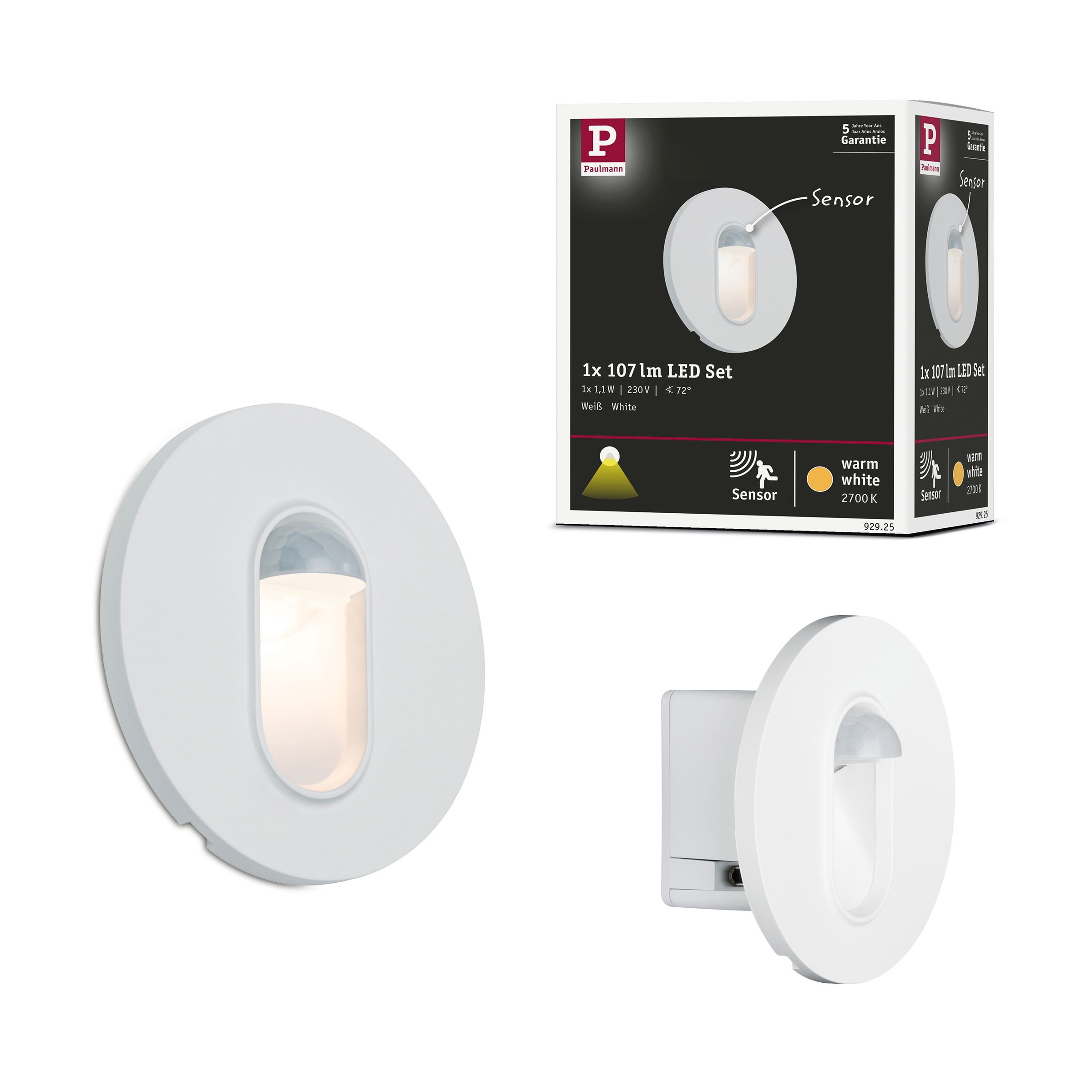 Paulmann LED Wandleuchte »Einbauleuchte rund Weiß 2,7W«, 1 flammig, mit Bew günstig online kaufen