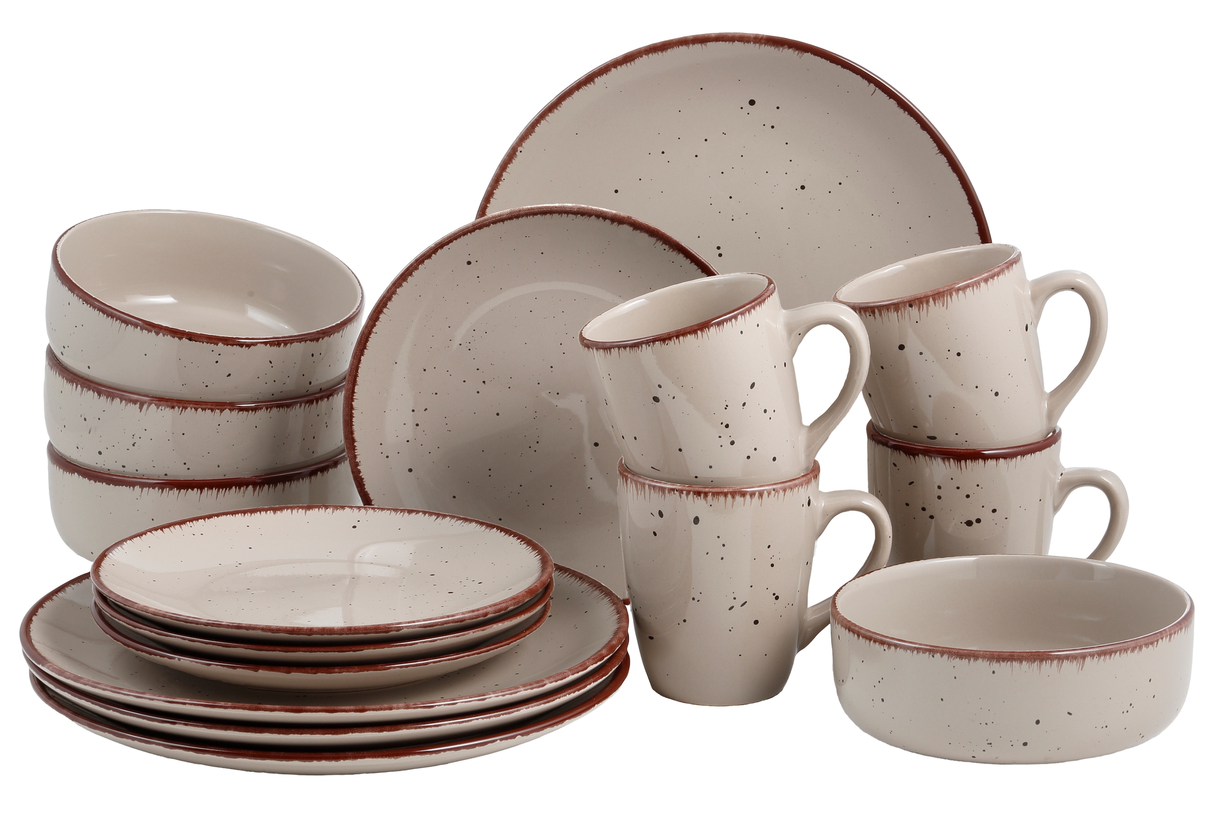 my home Kombiservice »Aisne«, (Set, 16 tlg.), Geschirr-Set, handgemalt, jed günstig online kaufen