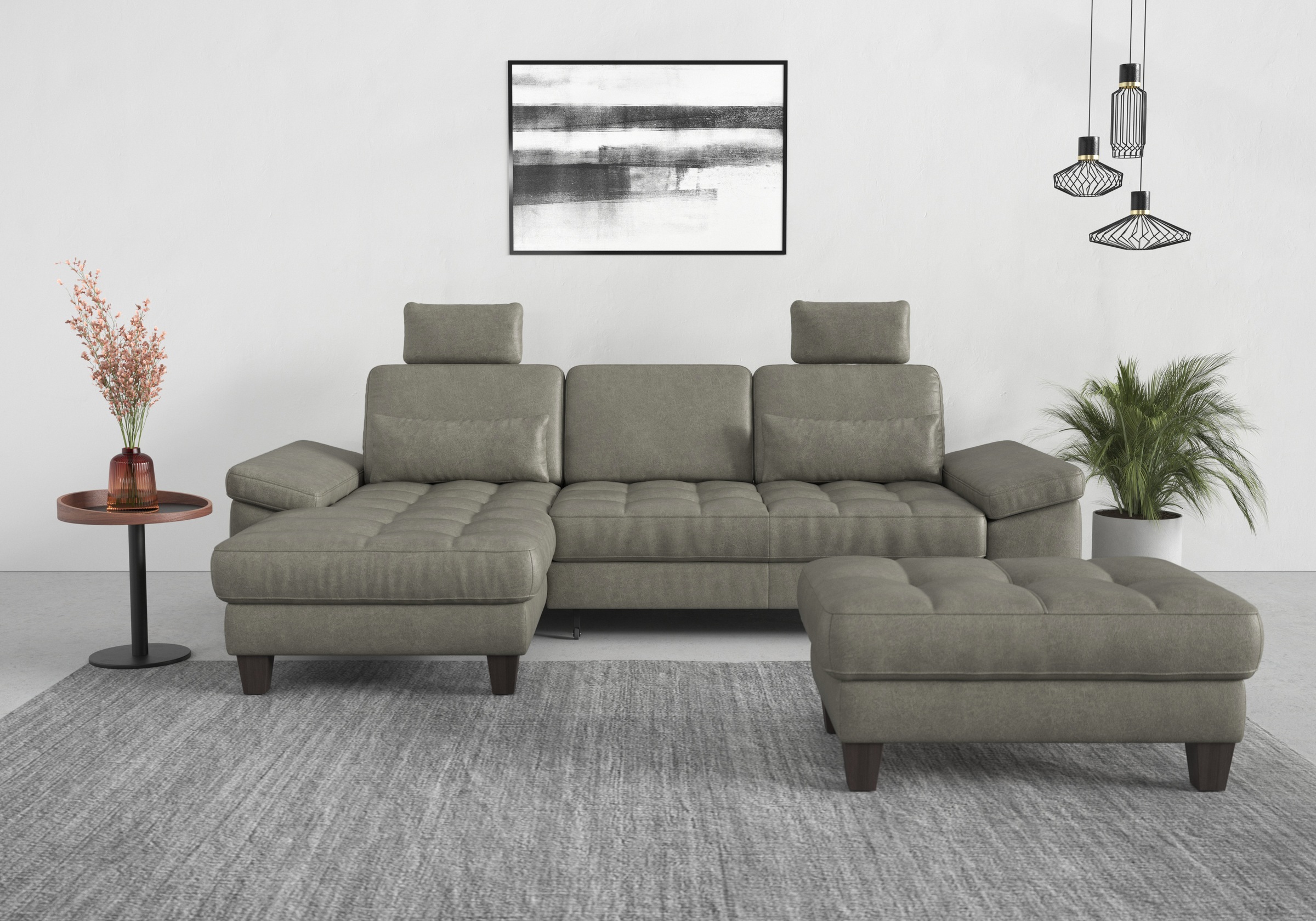 sit&more Ecksofa »Westham L-Form«, Recamiere, mit oder ohne Bettfunktion, Bettkasten, Füße wengefarben