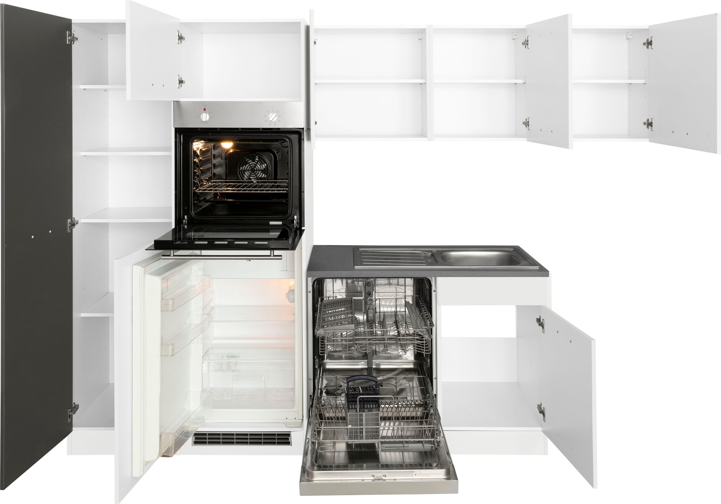 KOCHSTATION Küchenzeile »KS-Trier«, mit E-Geräten, Stellbreite 280/190 cm