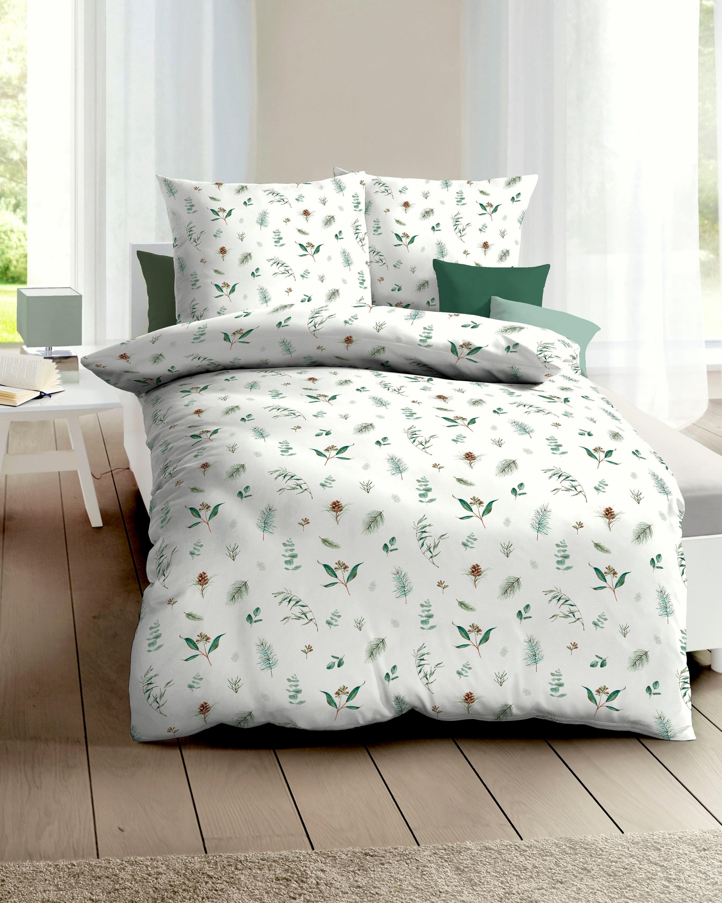 Kaeppel Bettwäsche »Winter Greens« 2 Stk. tlg. mit Blättern günstig online kaufen