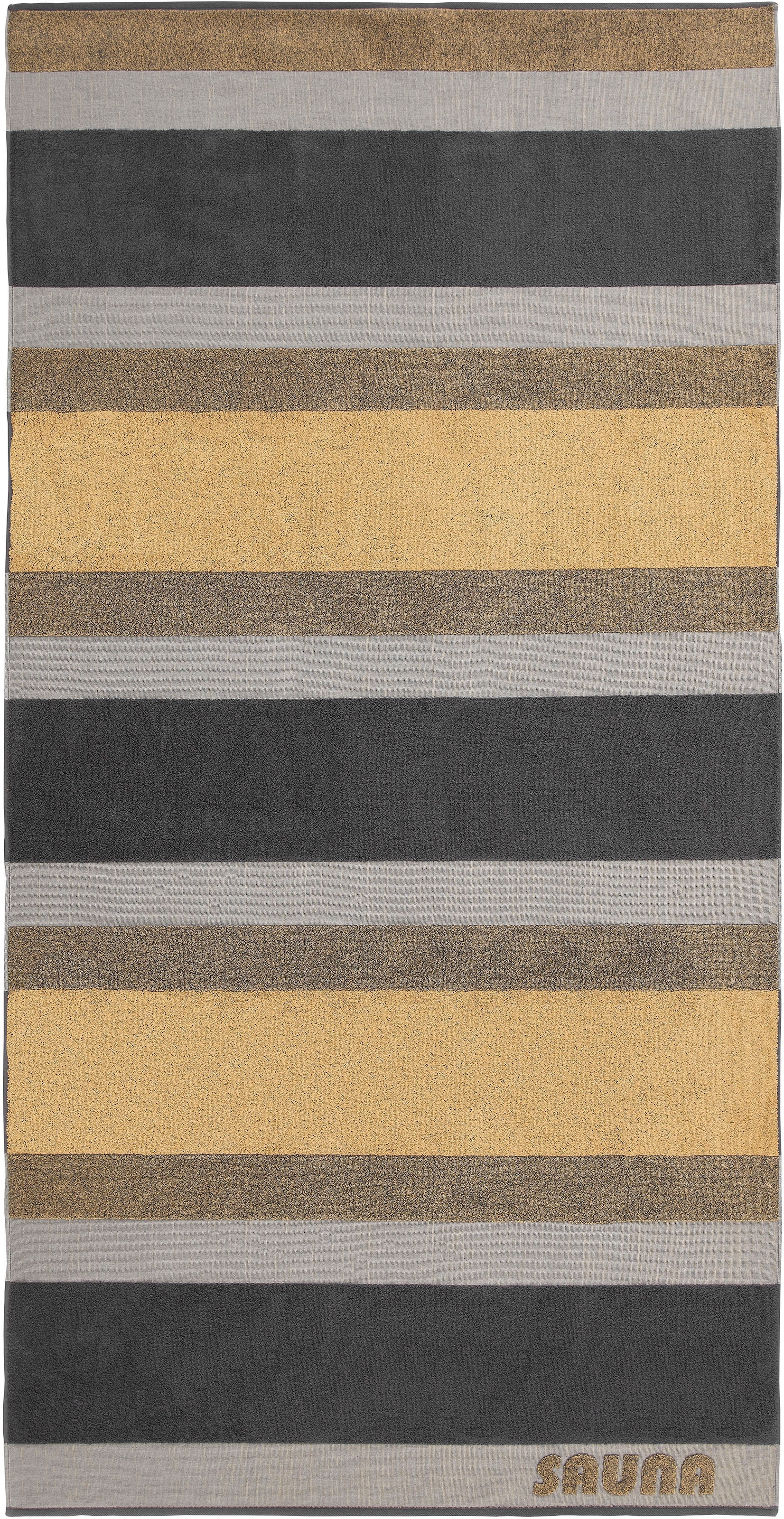 Saunatuch »Saunatuch SaunaStripe« gold Walkfrottee, Obermaterial: 100% Baumwolle B/L: 100cmx200cm, 1 Stk., Walkfrottee