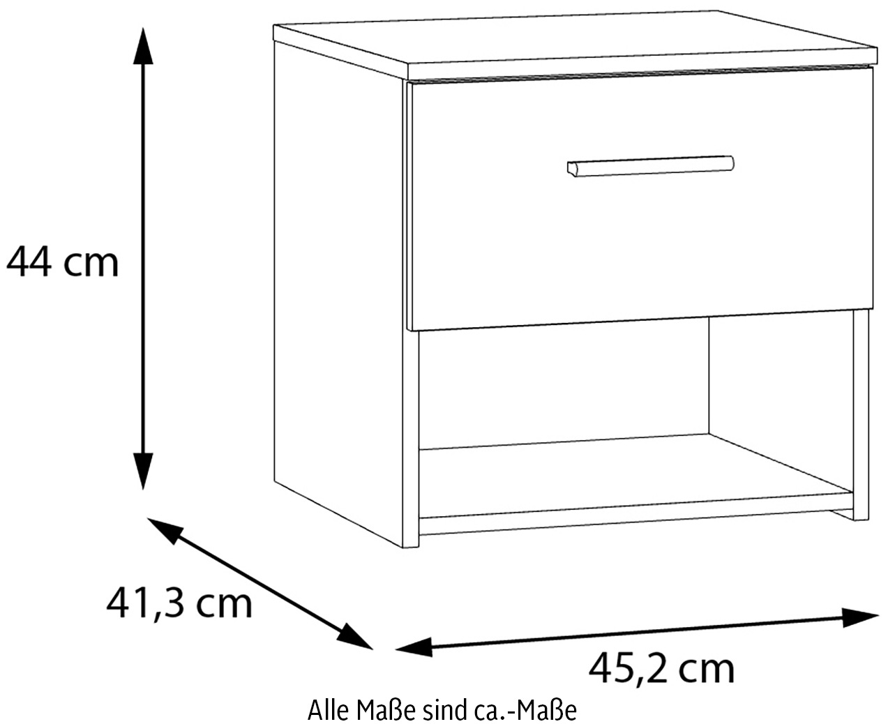 FORTE Nachtkommode »Ingalil« B/H/T 42,2/44,0/41,3 cm, Schublade