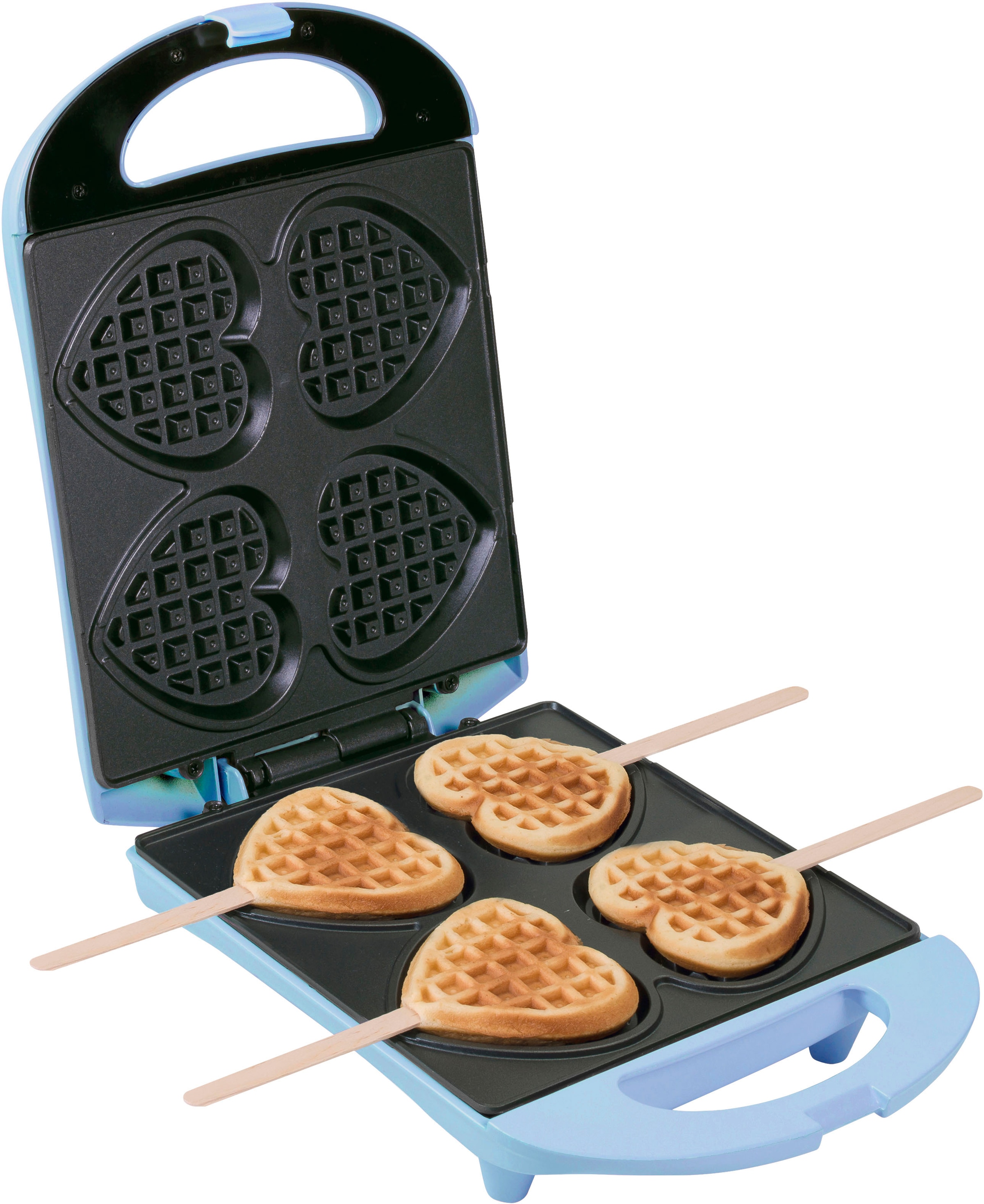 bestron Waffeleisen »DSW271 für Herzwaffeln am Stiel«, 780 W, für Herzwaffeln am Stiel, Retro Design