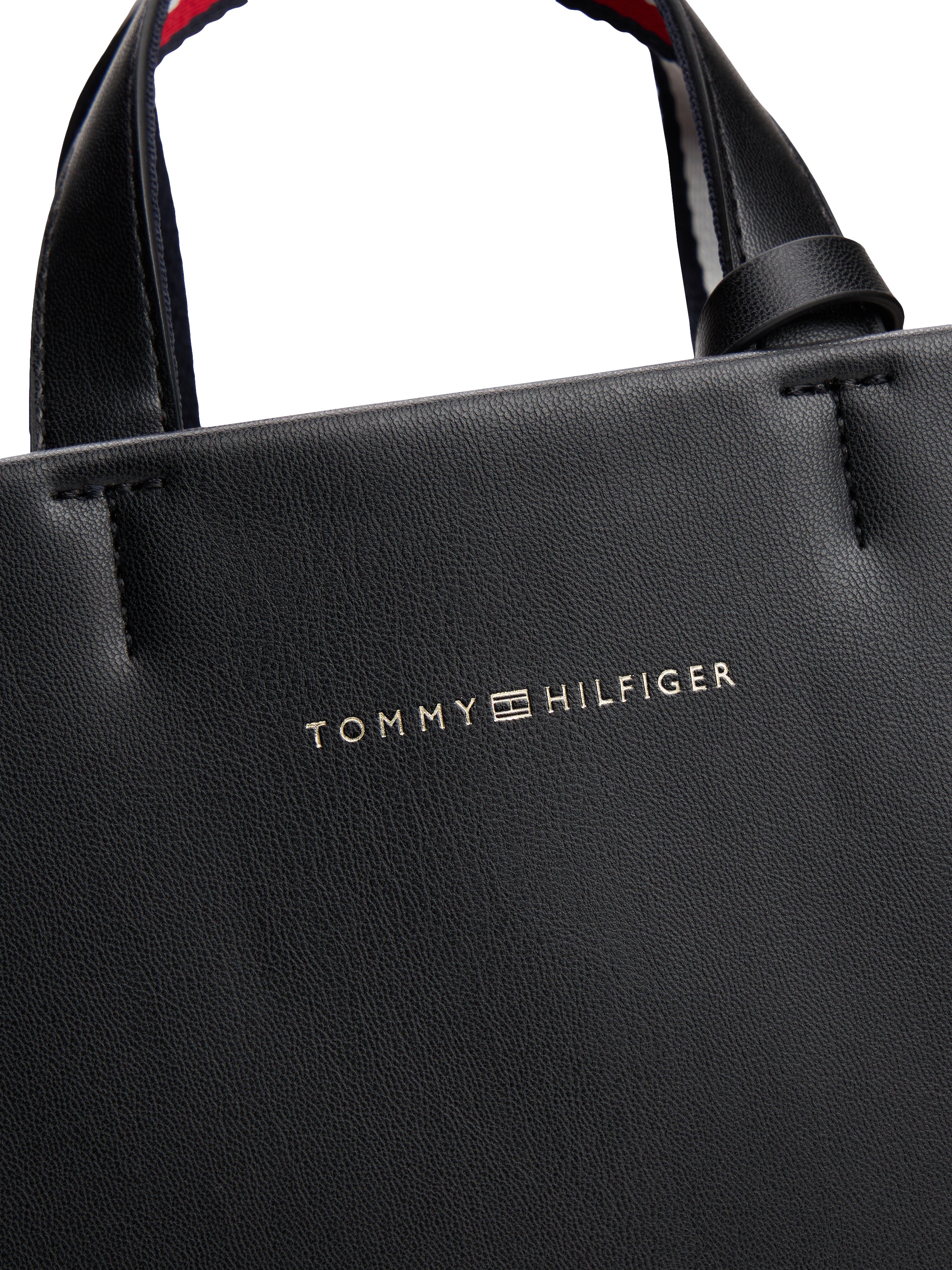 Tommy Hilfiger Henkeltasche »TH ESTABLISHED MED SHOPPER«, Damen-Umhängetasche, Schultertasche mit farbigen Streifen am Henkel