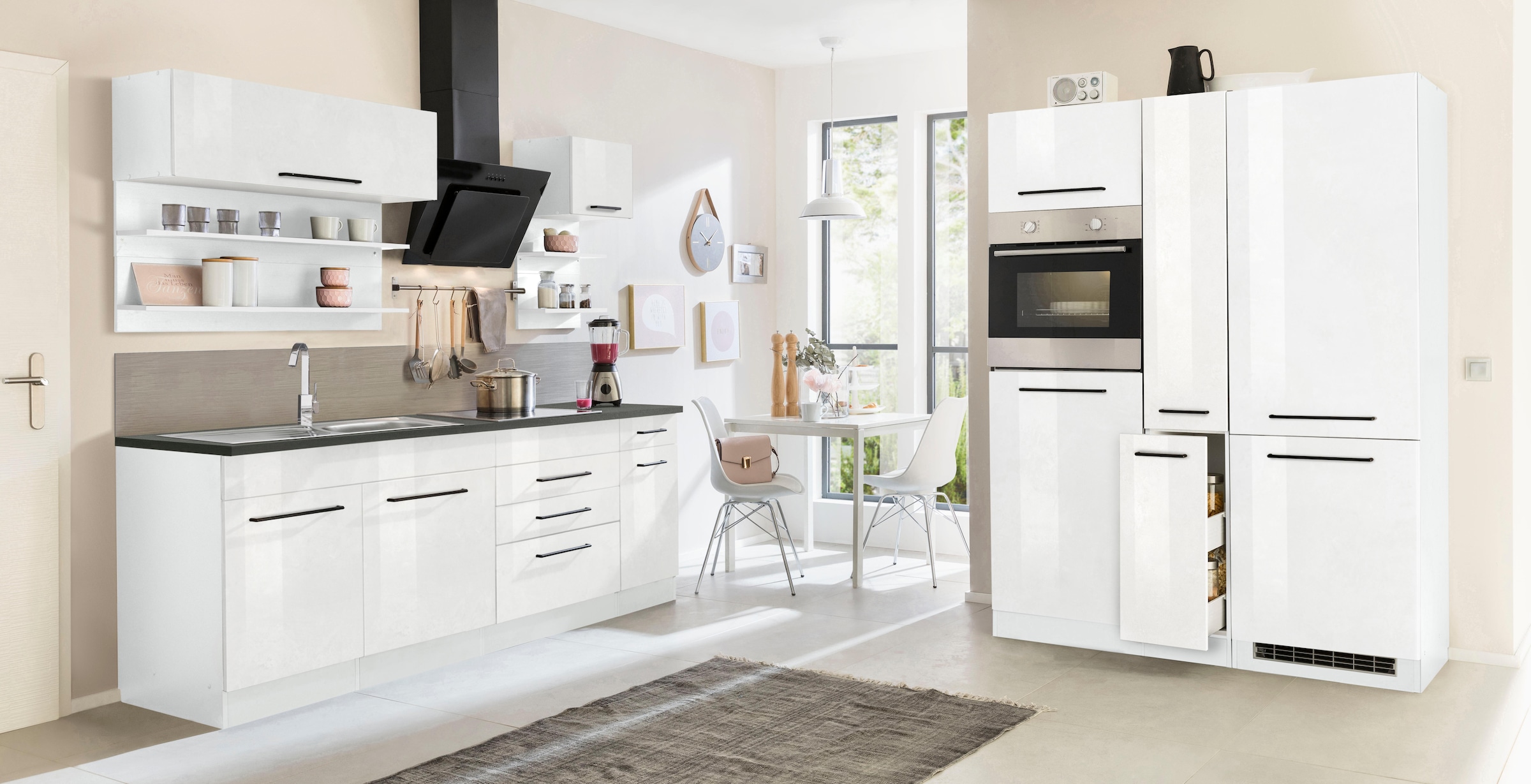 KOCHSTATION Küchenzeile »KS-Tulsa« ohne E-Geräte, Breite 380 cm, schwarze M günstig online kaufen