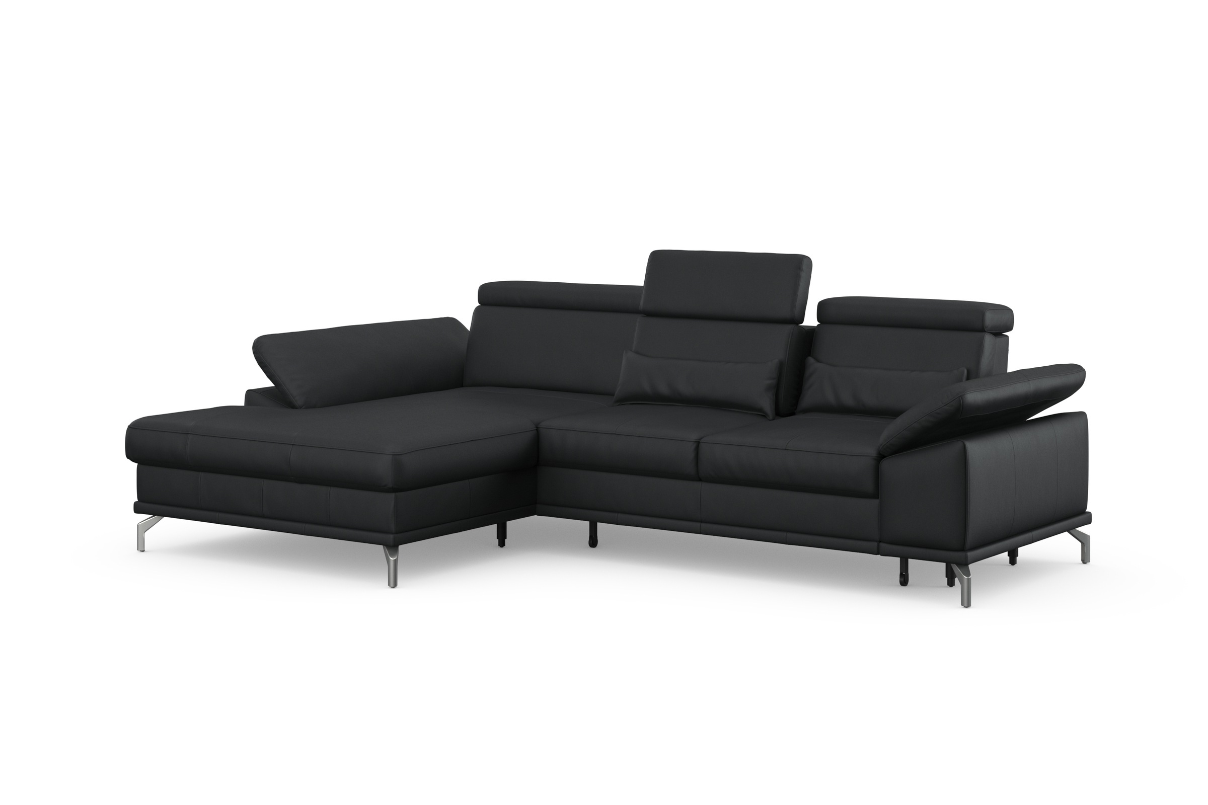 sit&more Ecksofa »Cabrio L-Form, mit Sitztiefenverstellung, Arm- und Kopfteilverstellung«, 2 Nierenkissen, Federkern, optional Bettfunktion und Stauraum