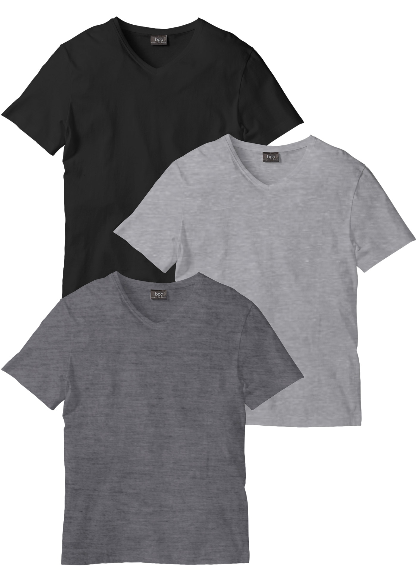 bonprix T-Shirt »T-Shirt mit V-Ausschnitt (3er Pack)« Packung, 3, 3 Stk. T-Shirt mit V-Ausschnitt (3er Pack)
