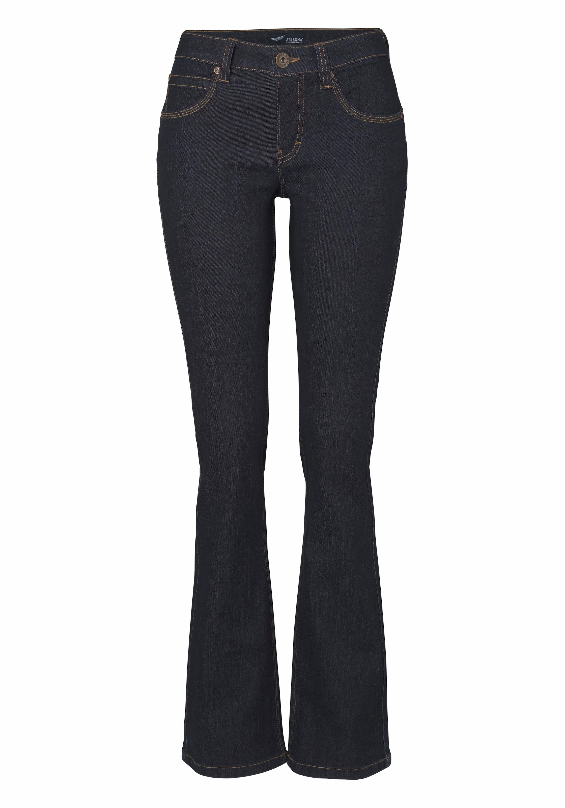 Arizona Bootcut-Jeans »Shaping«, bootcut, Kontrastnähte, Used-Look-Waschung, niedrige Leibhöhe