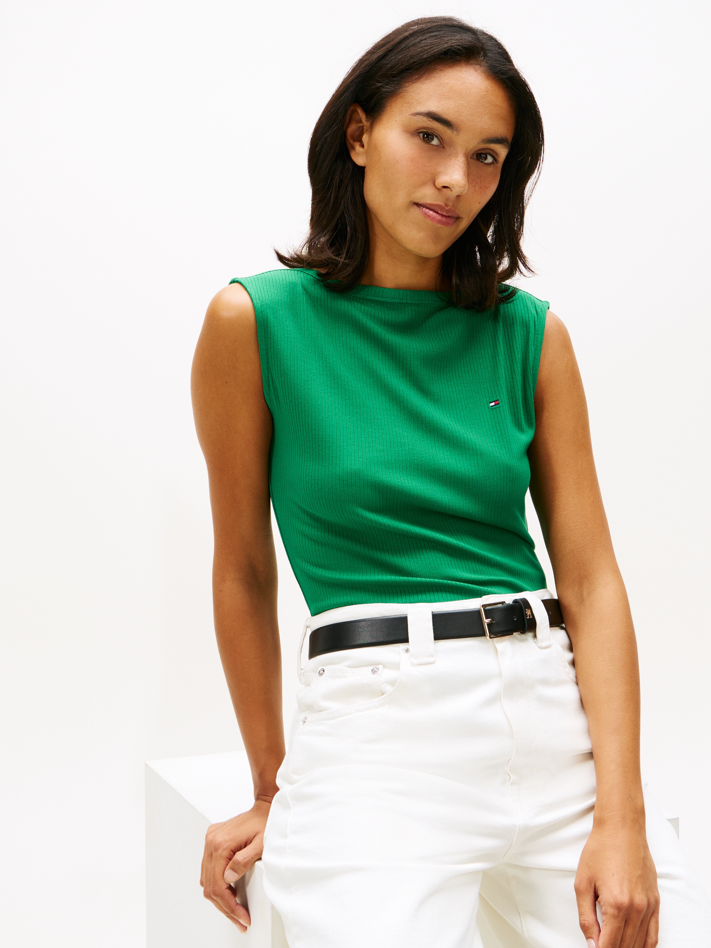 Tommy Hilfiger T-Shirt »SLIM 5X2 RIB BOAT-NK TANK« in gerippter Struktur