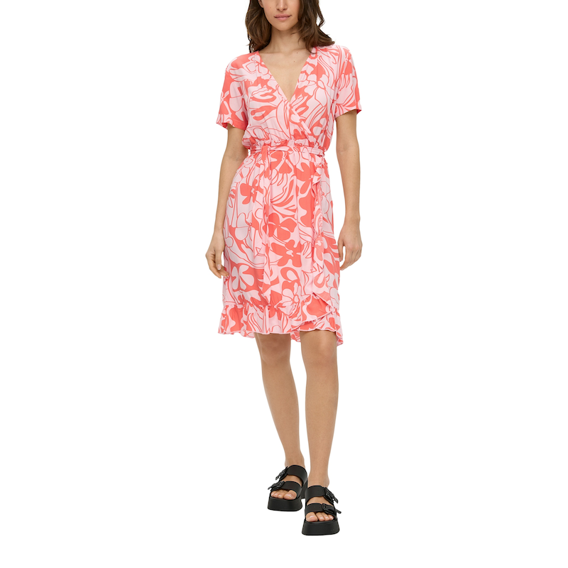 QS Midikleid mit Allover-Print und Bindeband lilac/pink 40 - N-Gr N-Gr 40 Midi-Kleid mit Volants von QS by s.OLIVER