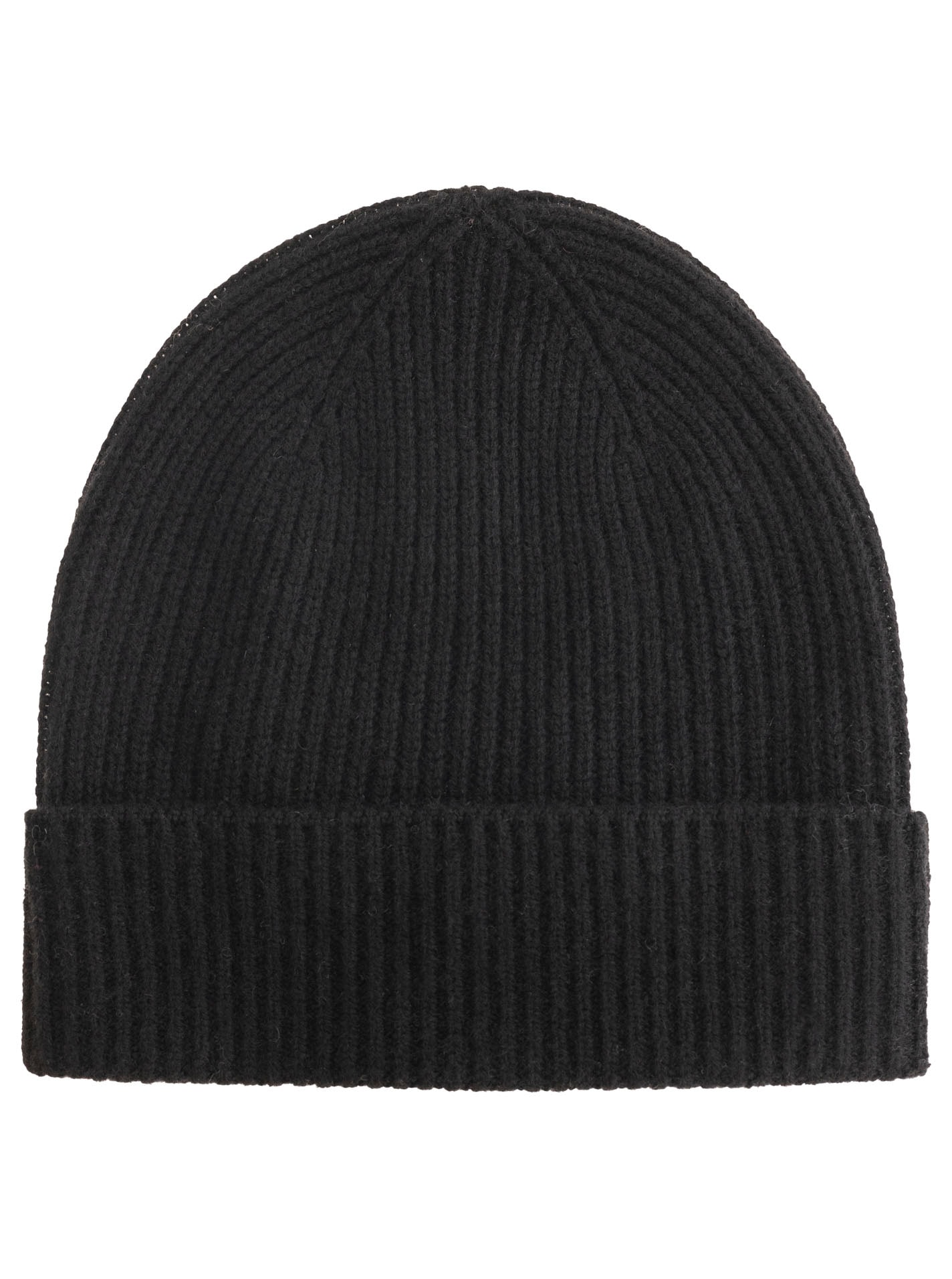 Zwillingsherz Beanie Feinripp, breiter Umschlag, Wolle