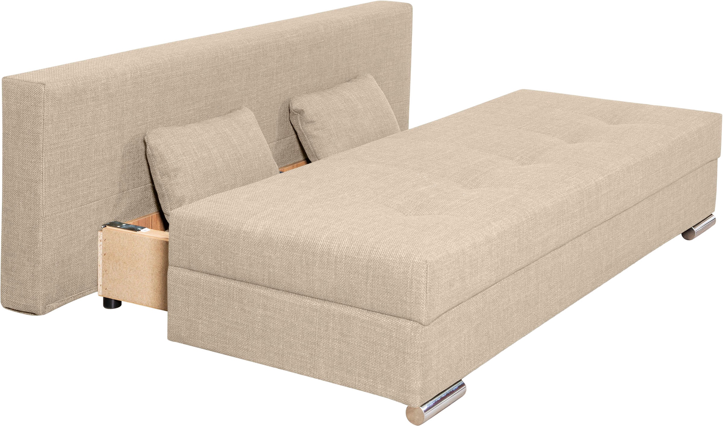 COLLECTION AB Schlafsofa »Tania mit Bettfunktion und Bettkasten«, komfortabler Sitzkomfort: Federkern-Polsterung, inklusive Rückenkissen