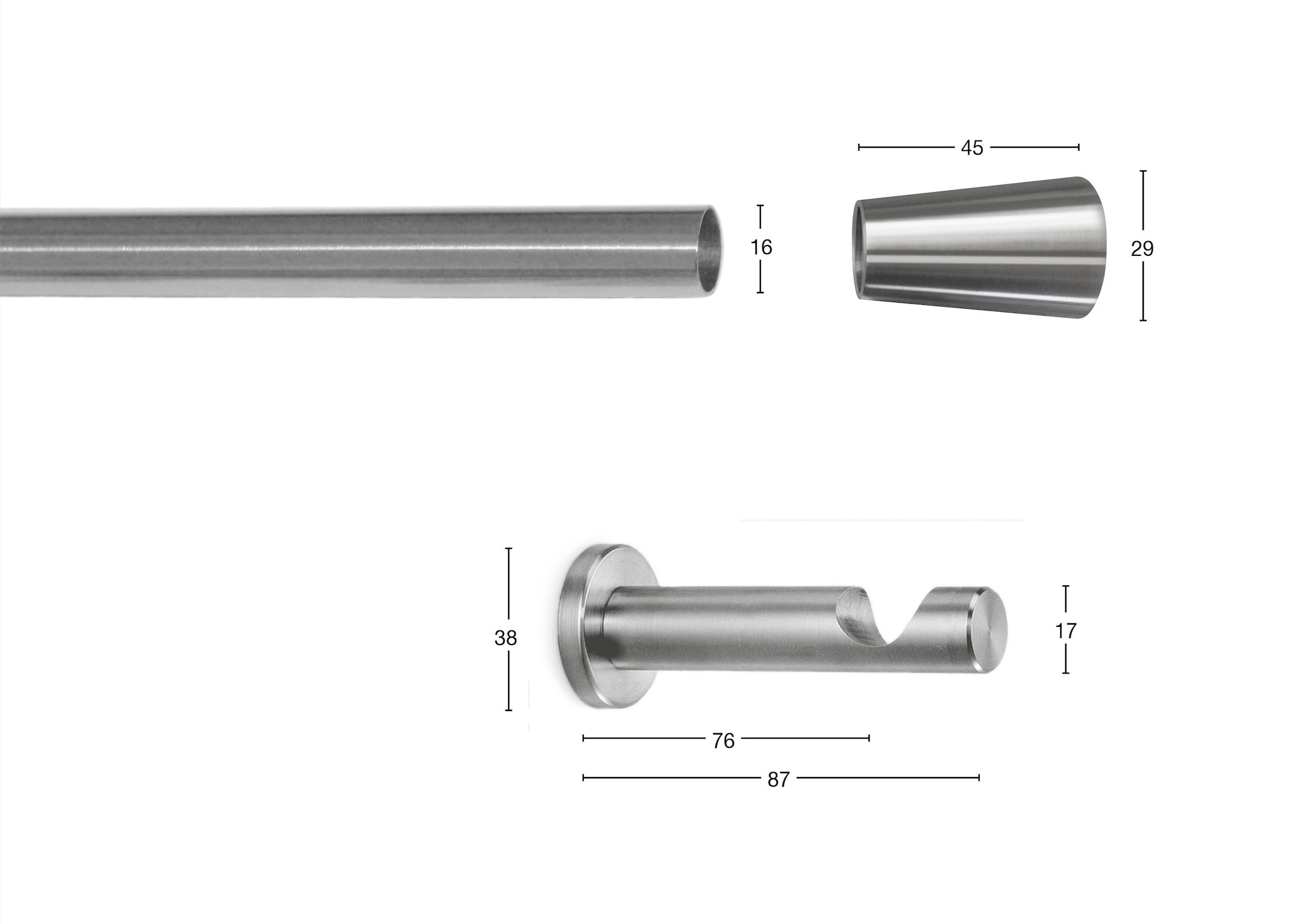 GARESA Gardinenstange »ROSA« Ø 16 mm 1 läufig-läufig Wunschmaßlänge;Träger; günstig online kaufen