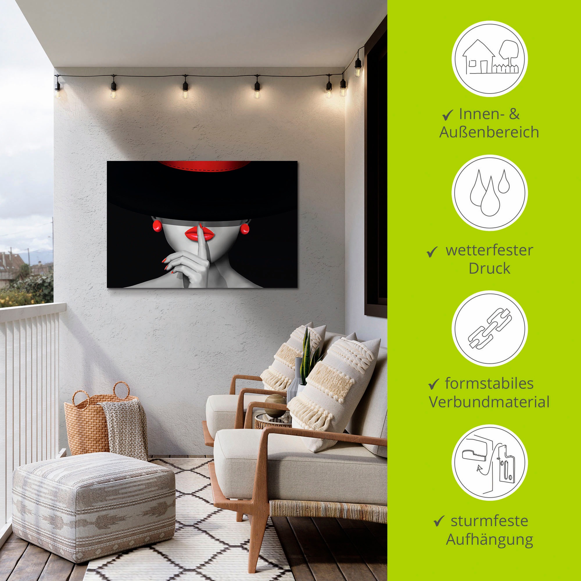 Artland Wandbild »Sei still«, Frau, (1 St.), als Alubild, Outdoorbild, Leinwandbild, Poster, Wandaufkleber