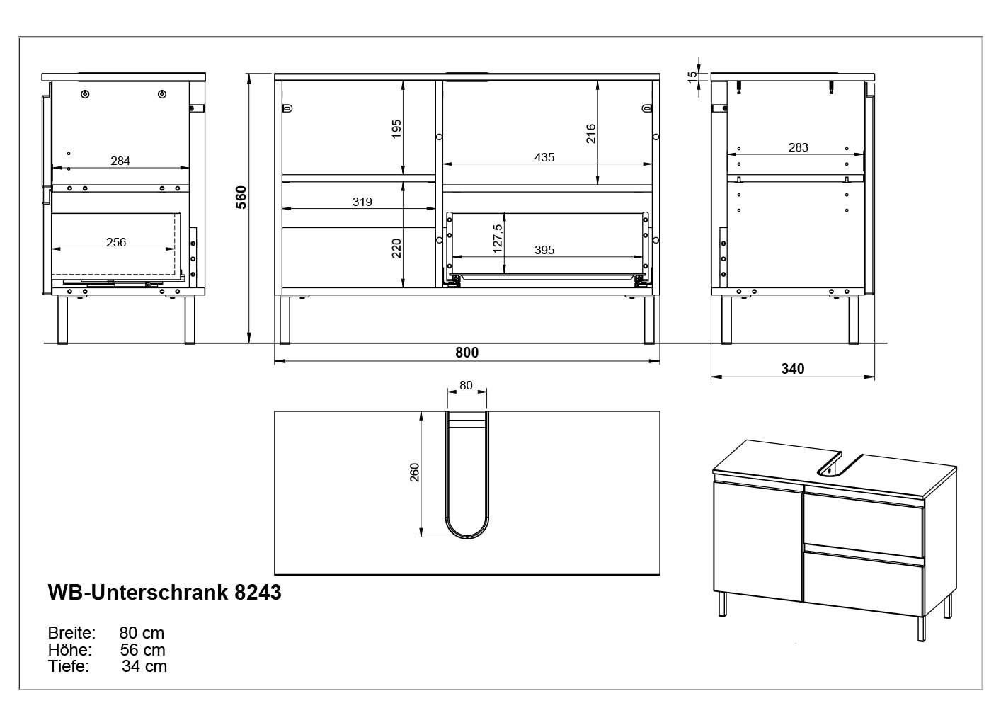 GERMANIA Badmöbel-Set »Scantic«, (5 St.), mehrteiliges Set mit großem Waschbeckenunterschrank