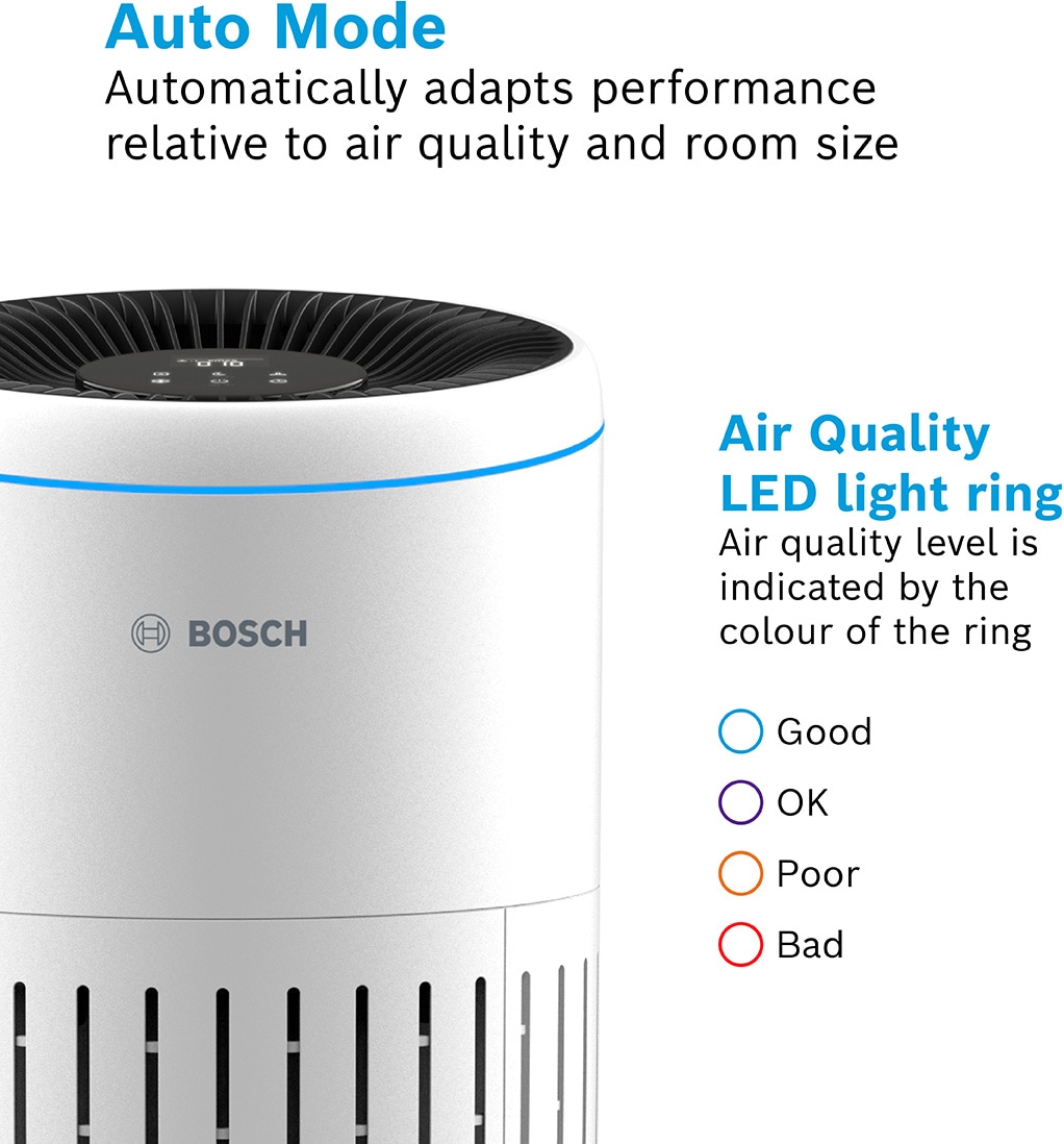 BOSCH Luftreiniger »Air 2000, filtert über 99% der Schadstoffe« für 37 qm Räume mit 3-in-1 Luftfilter, Automatik- und Ruhemodus <25 dB(A)