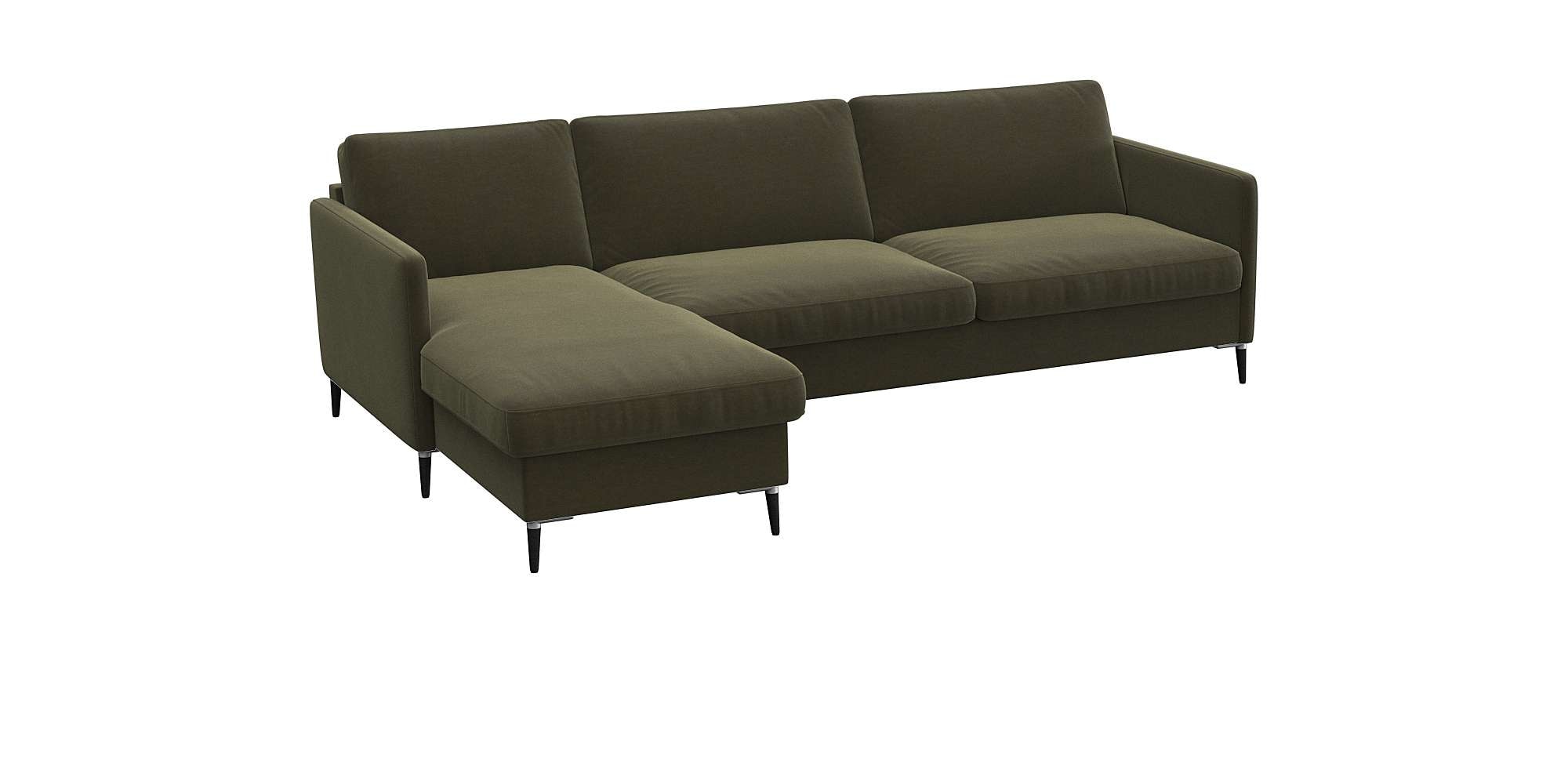 FLEXLUX Ecksofa »Fiore, L-Form«, schmale Armlehnen, Kaltschaum, Füße Alu+schwarz