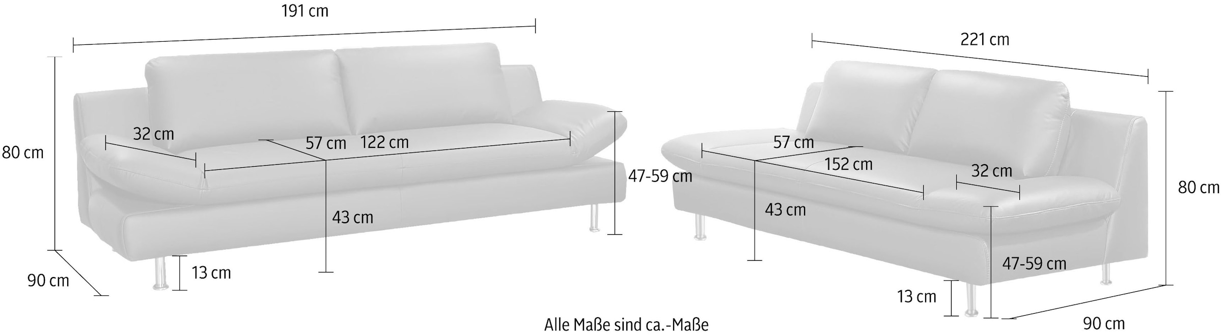 PLACES OF STYLE Polstergarnitur »Redding«, (Set, 2 tlg.), bestehend aus 2-  und 3-Sitzer im Online-Shop bestellen