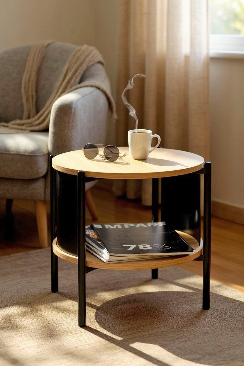 HAKU Beistelltisch »Nachtkonsole, Sofatisch, Wohnzimmertisch« 1 Stk. tlg. rund - aus MDF Braun - Ø/H 44/44 cm