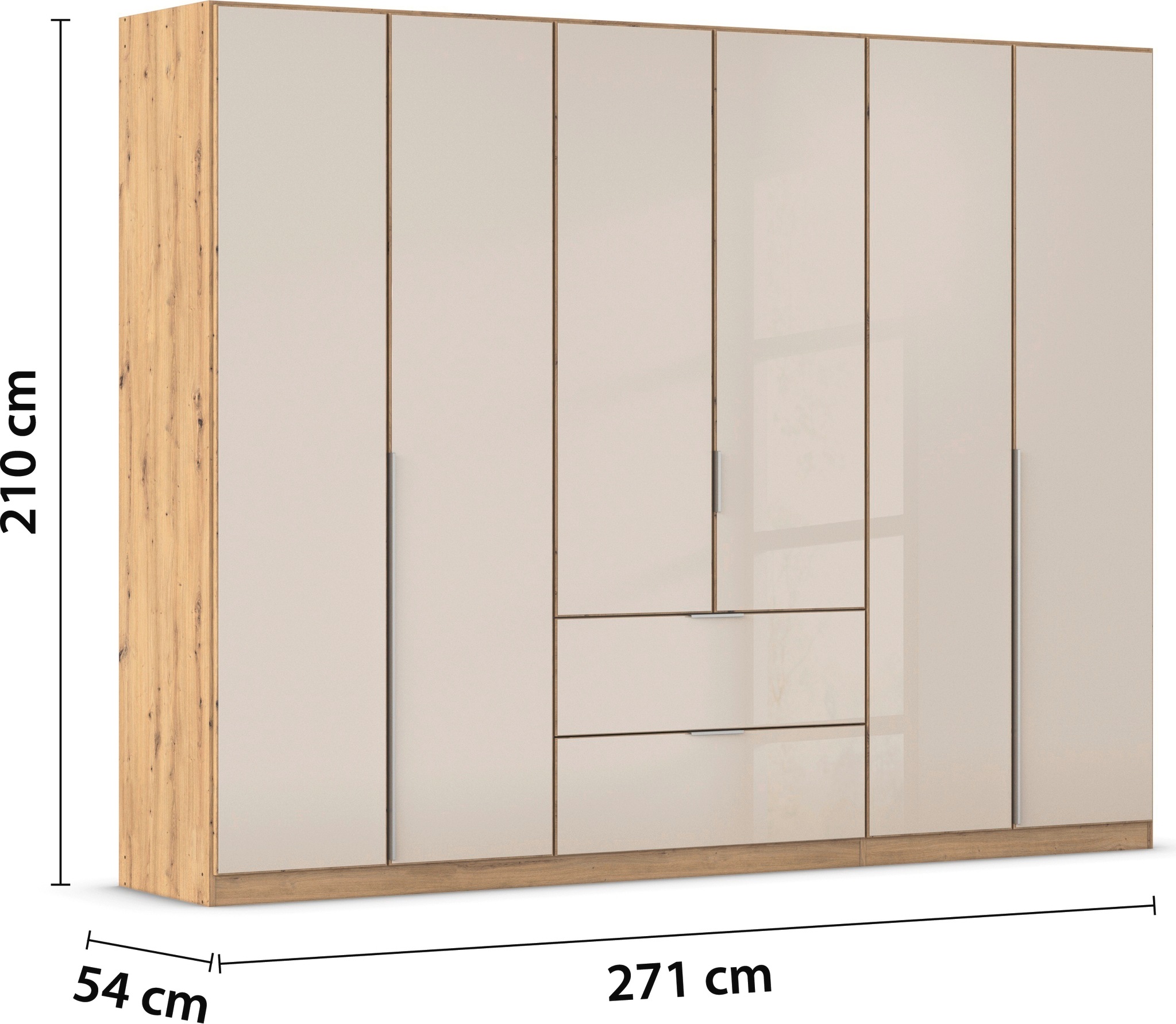 rauch Drehtürenschrank »Kleiderschrank Kleiderschränke Schrank Garderobe AGORDO mit Glasfront«, (in zwei Griff-Farben mit Glasfront), mit Außenschubkästen, in 6 Breiten und 2 Höhen MADE IN GERMANY