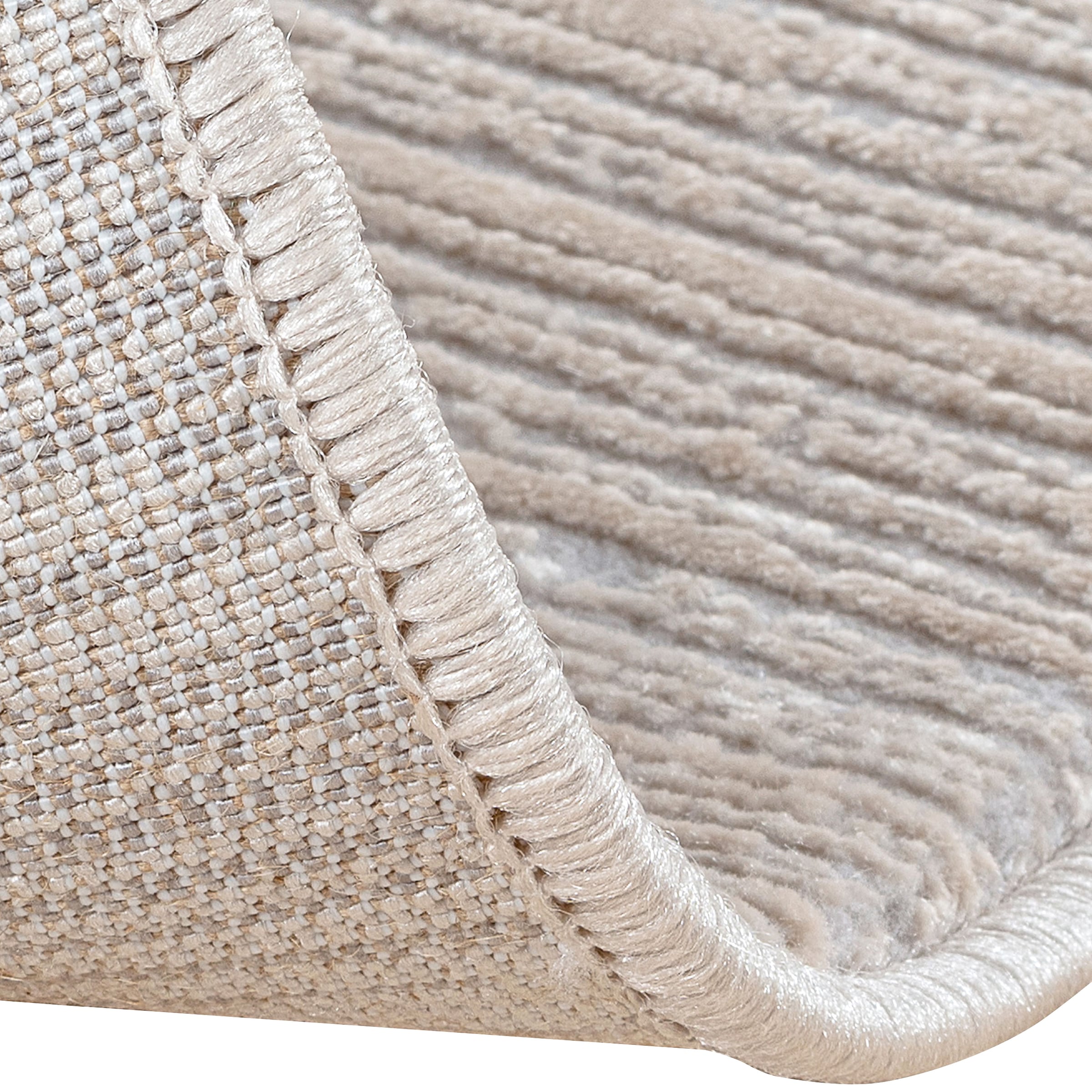 Sehrazat Teppich »LIMA« rund 10 mm Höhe Kurzflor, Linienstruktur, leichter Glanz, Wohnzimmer