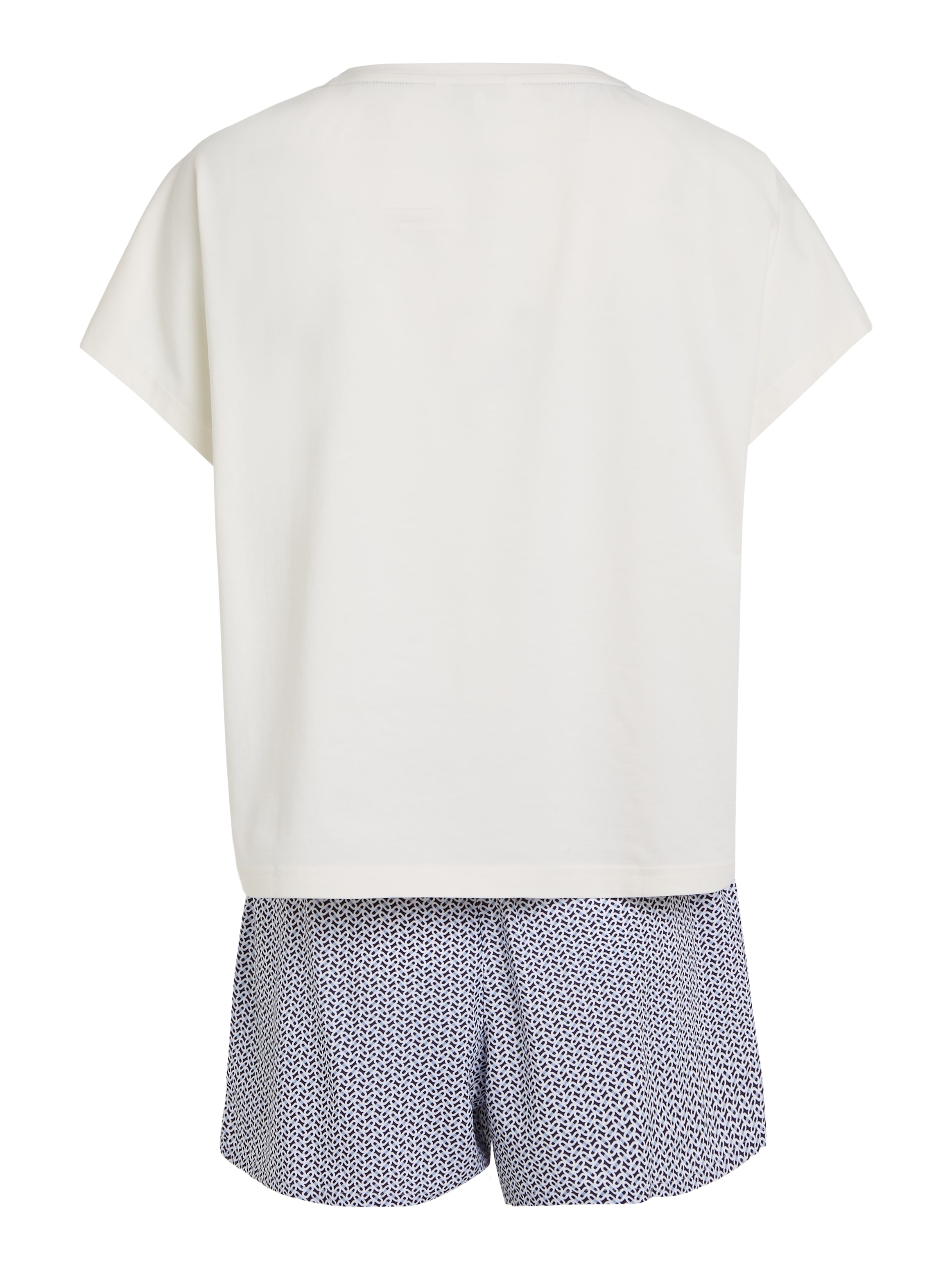 Tommy Hilfiger Underwear Shorty »SS PYJ SET WOVEN«, (Set, 2 tlg., Shirt+Shorts), Shirt uni, Shorts gemustert