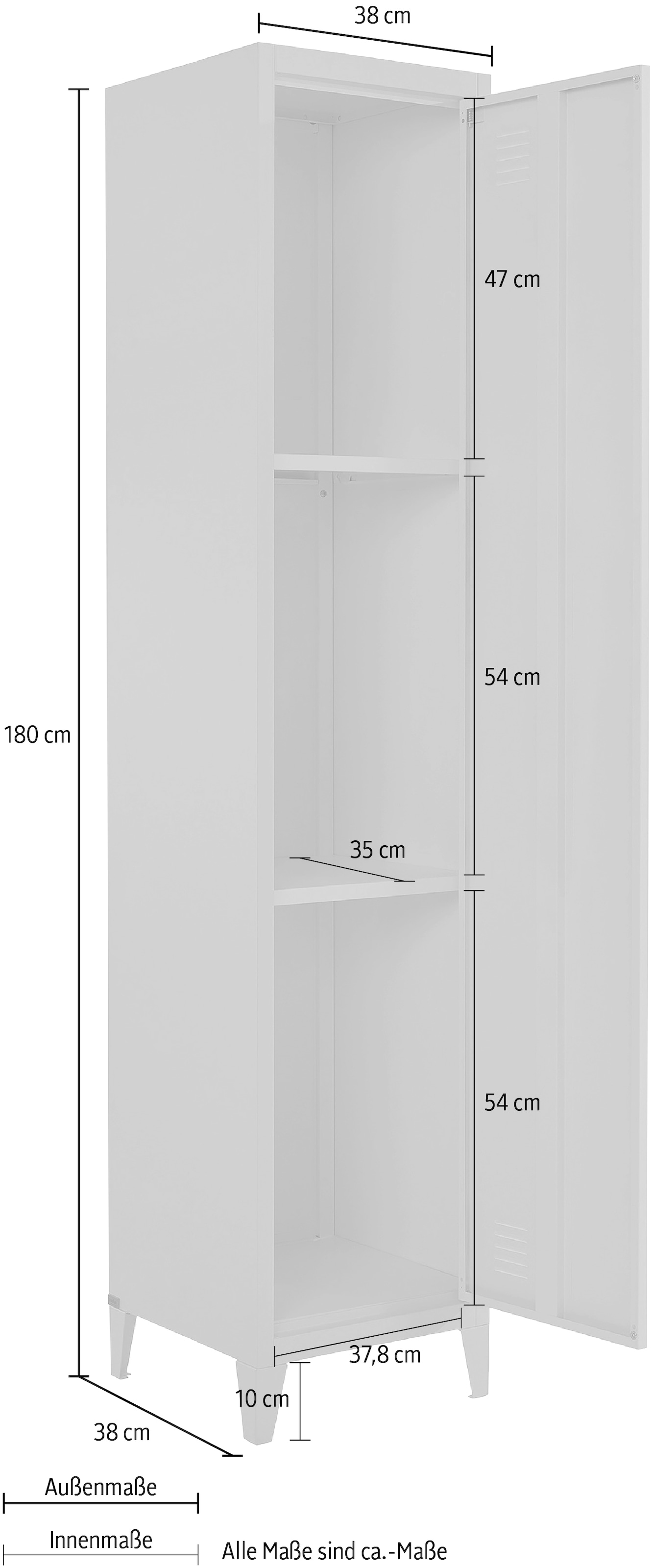 Einlegeböden aus cm hinter Hochschrank der 180 Hochschrank x »Jensjorg«, Tür, online 2 Metall, kaufen Höhe andas
