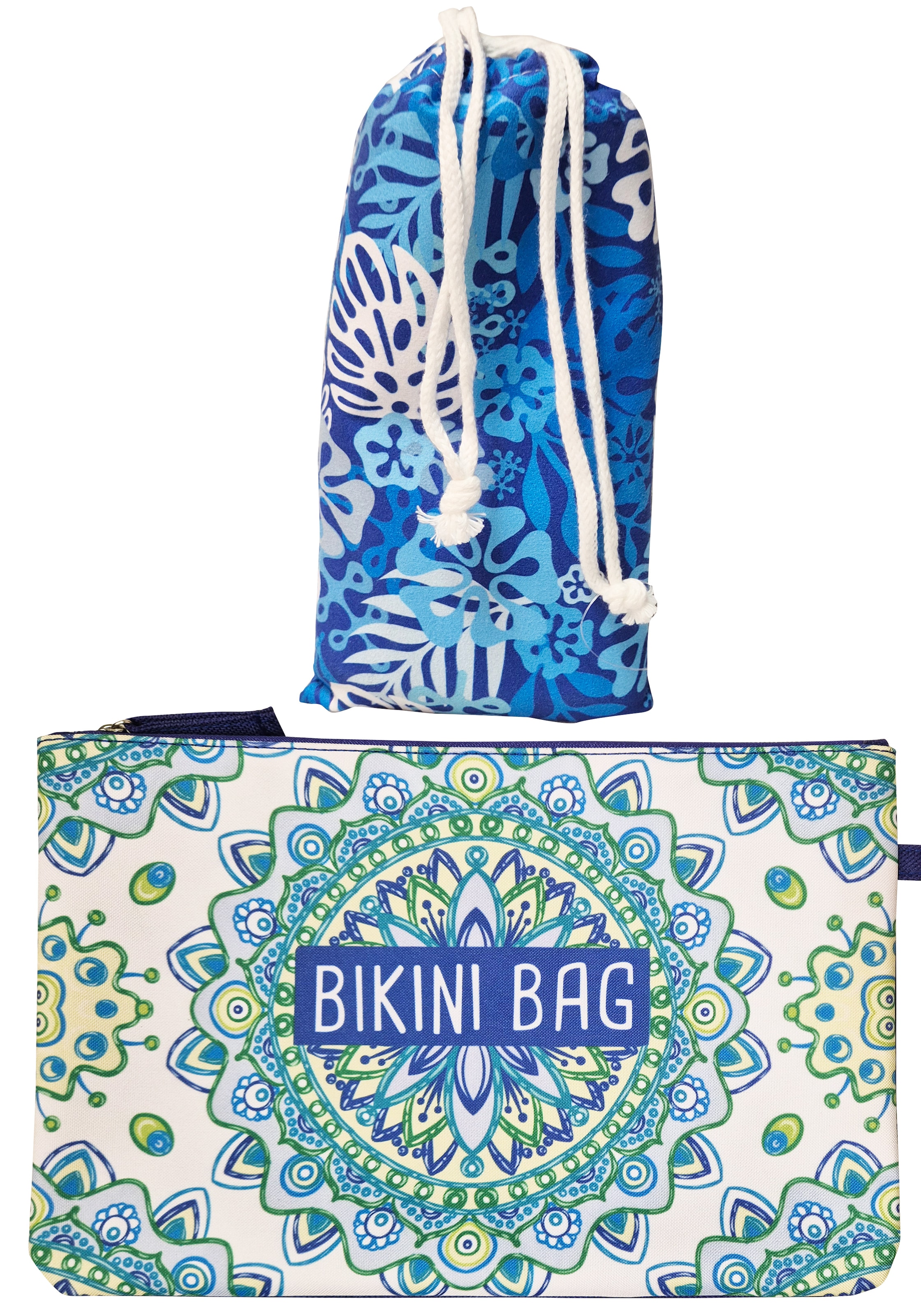 Capelli New York Damen Strandtuch schnelltrocknend blau 1 Stk., Blätter Mandala, Microfaser