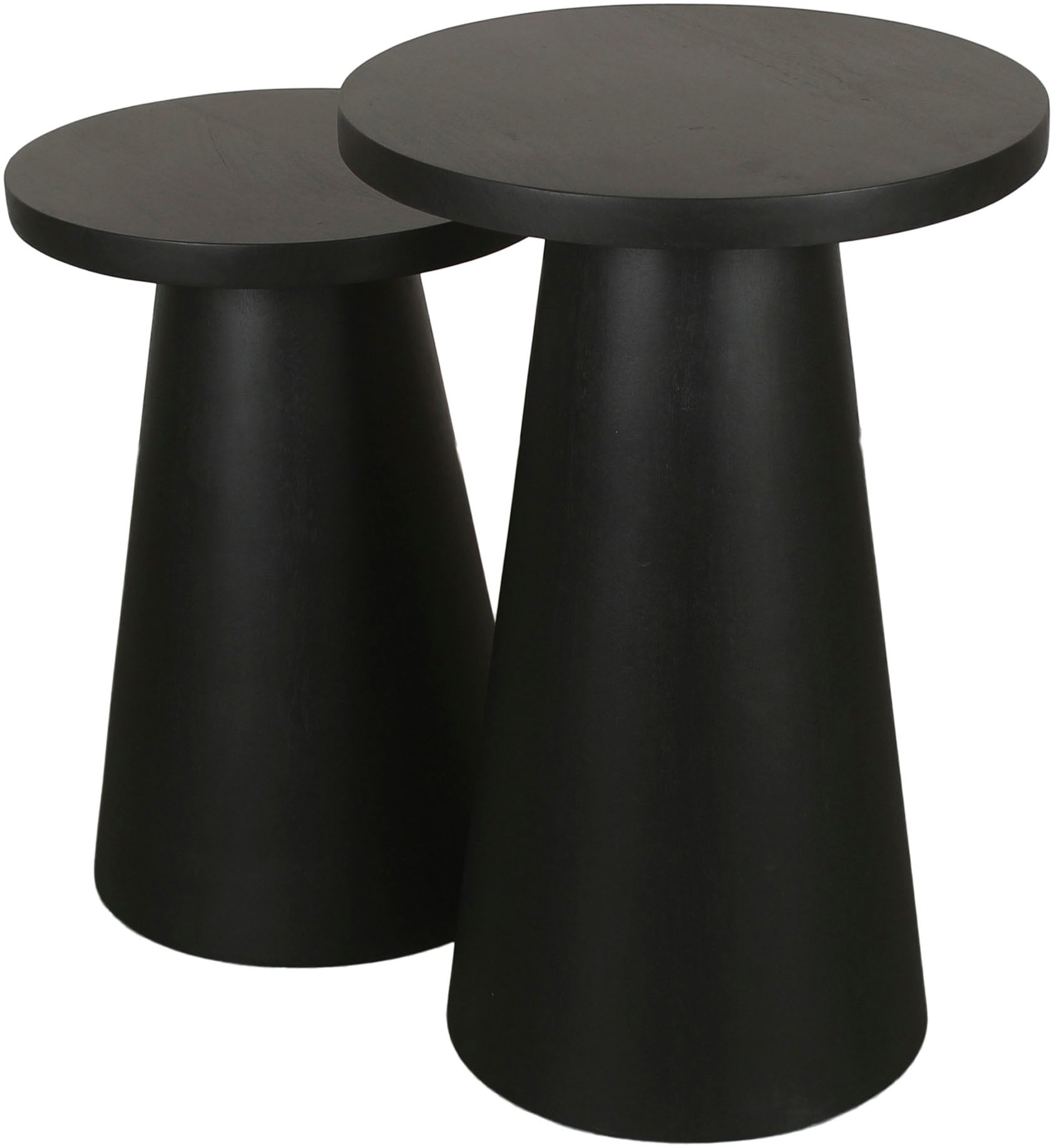 byLIVING Beistelltisch »Cone«, (Set), aus Massivholz in schwarz oder white wash, verschiedenen Größen