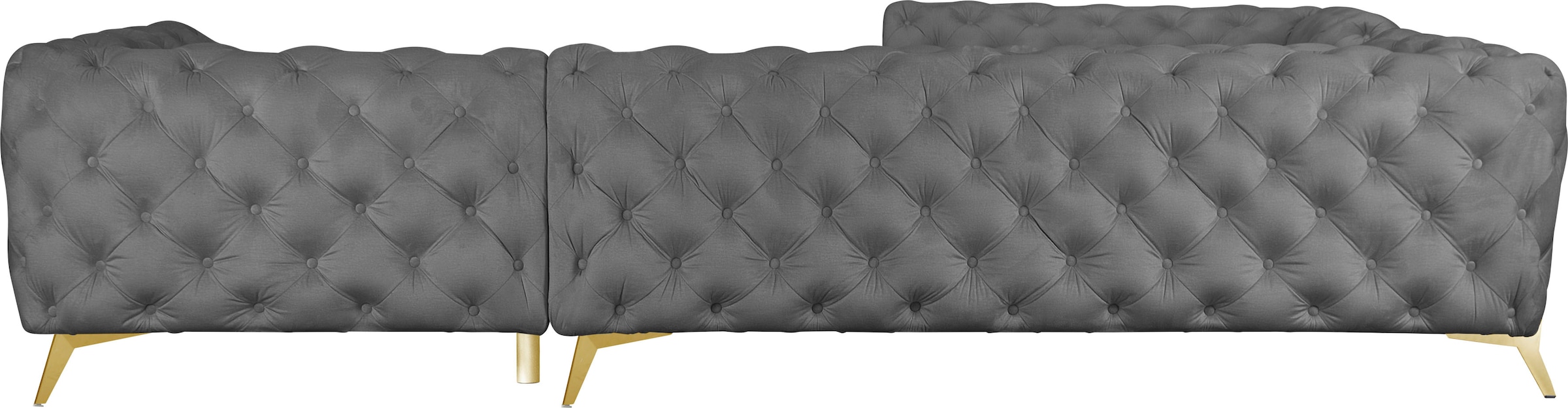 Leonique Chesterfield-Sofa »Amaury L-Form«, großes Ecksofa, Chesterfield-Optik, Breite 323 cm, Fußfarbe wählbar