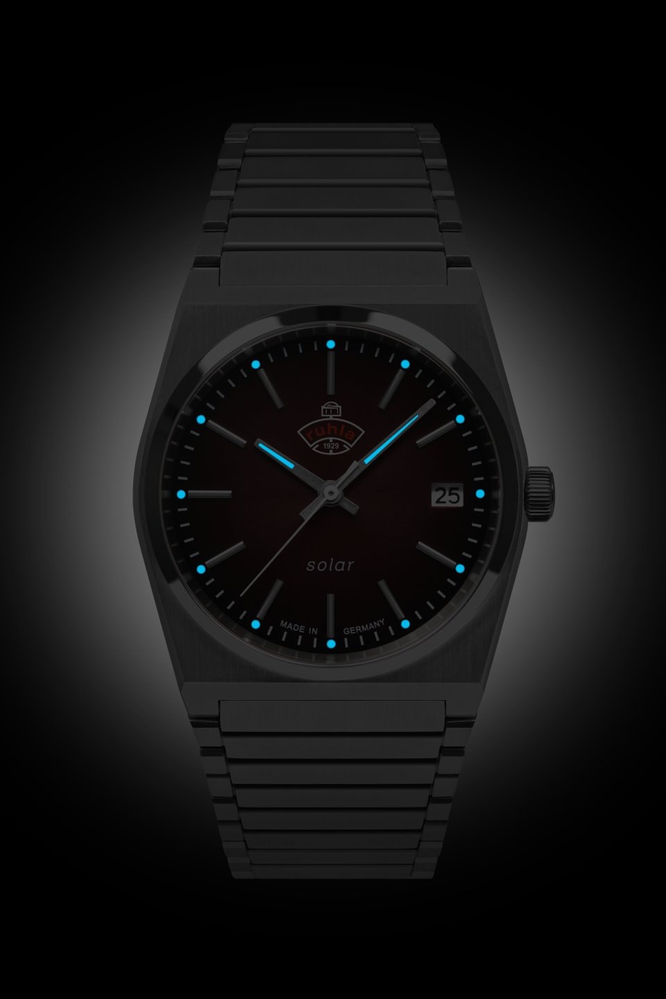 ruhla Solaruhr »Space Control Solar Damen«, Armbanduhr, Damenuhr, Datum, Leuchtzeiger, Saphirglas, Made in Germany