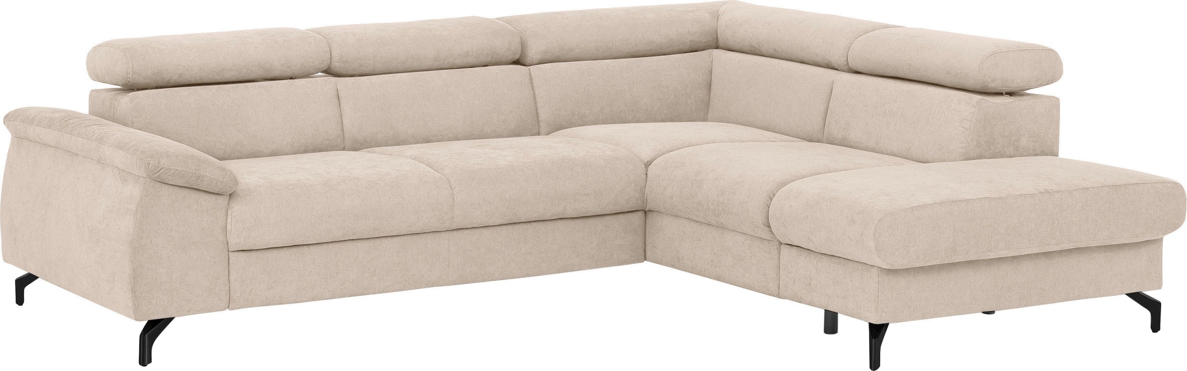COTTA Polstergarnitur »Komaris L-Form«, (Set), Set bestehend aus: Ecksofa mit Kopfteilverstellung & Hocker