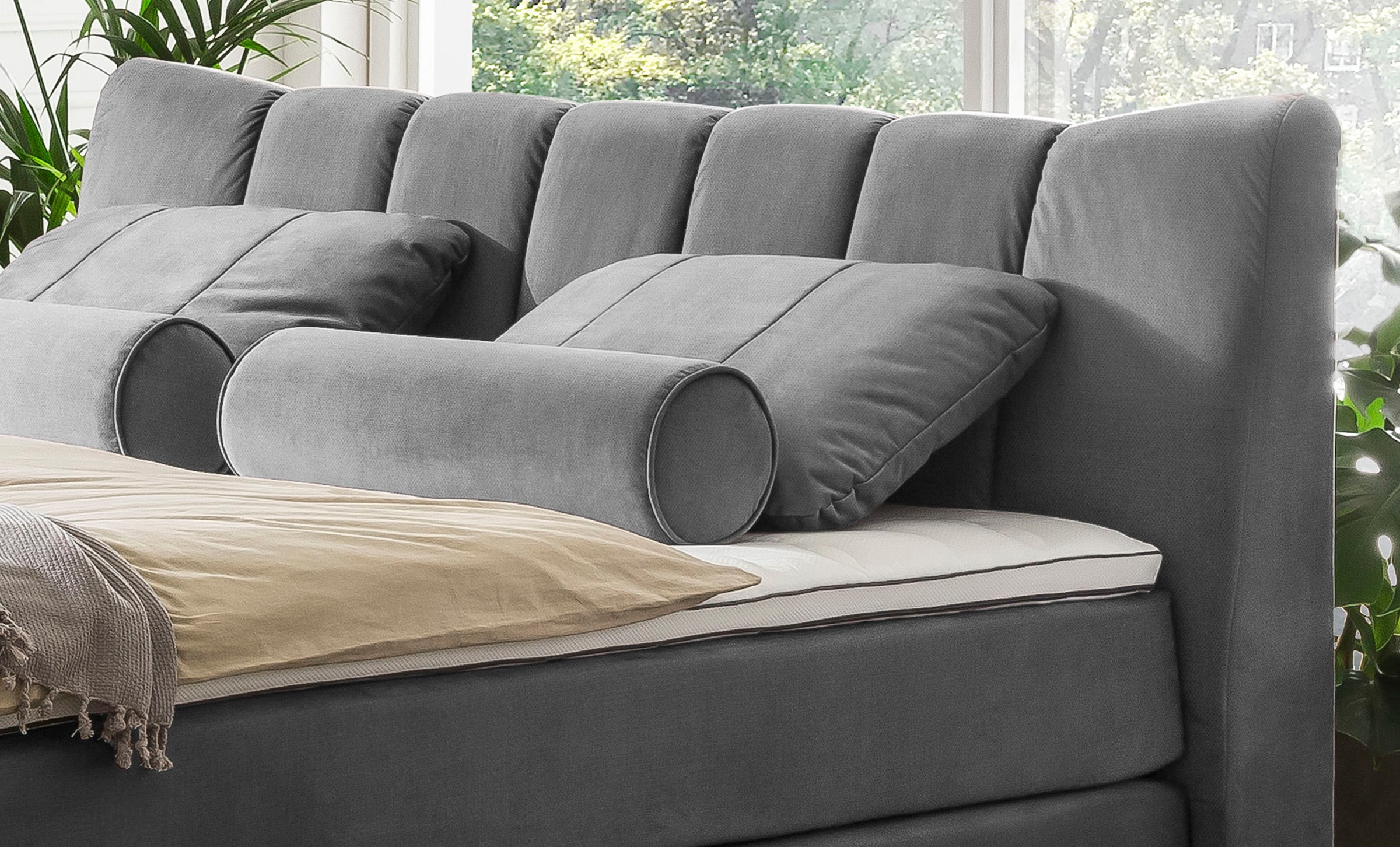 Home affaire Dekokissen »Océane« passend zum Bett Oceáne in Samtvelours und Feinstruktur, 2-er Set