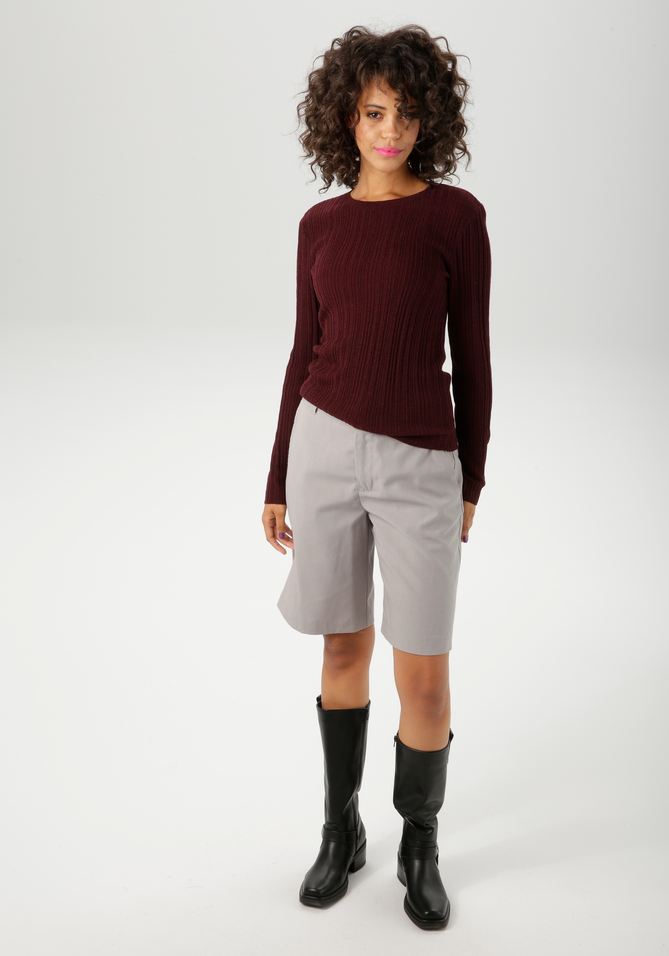 Aniston CASUAL Strickpullover im Ripp-Muster-Mix - NEUE KOLLEKTION