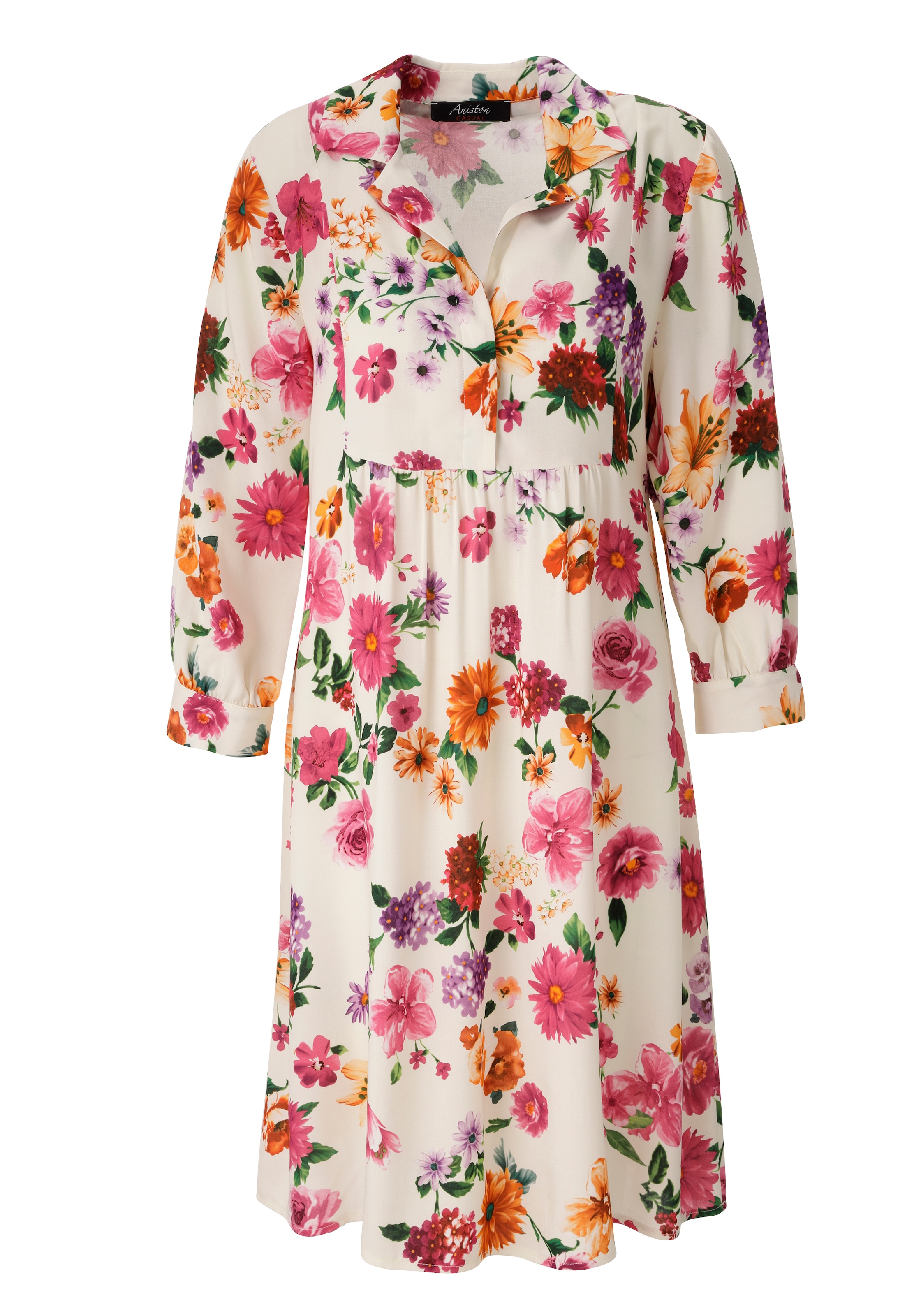 Aniston CASUAL Hemdblusenkleid mit romantischen Blumendruck - jedes Teil ein Unikat