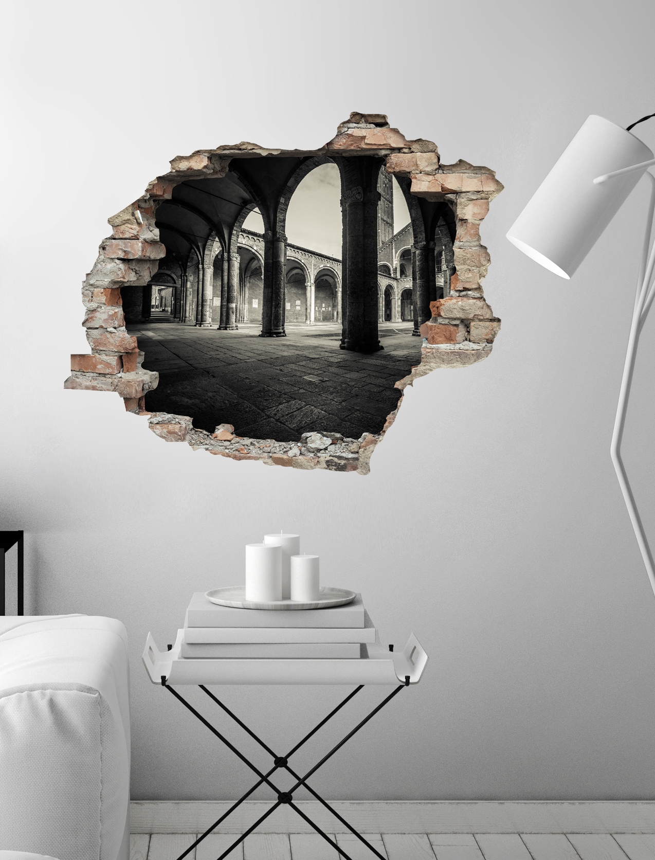 queence Wandtattoo »Torbögen« Wandsticker, Wandbild, selbstklebend, 3D, Wanddurchbruch