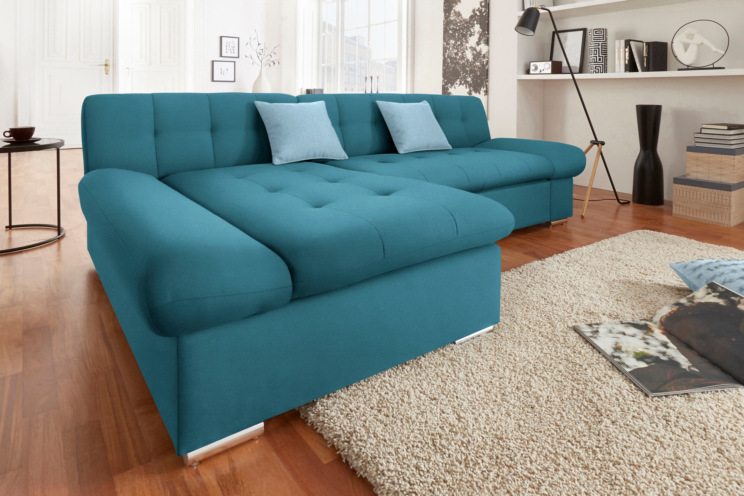 TRENDMANUFAKTUR Ecksofa »Reggae II, moderne Optik, Armteilverstellung, B/T günstig online kaufen